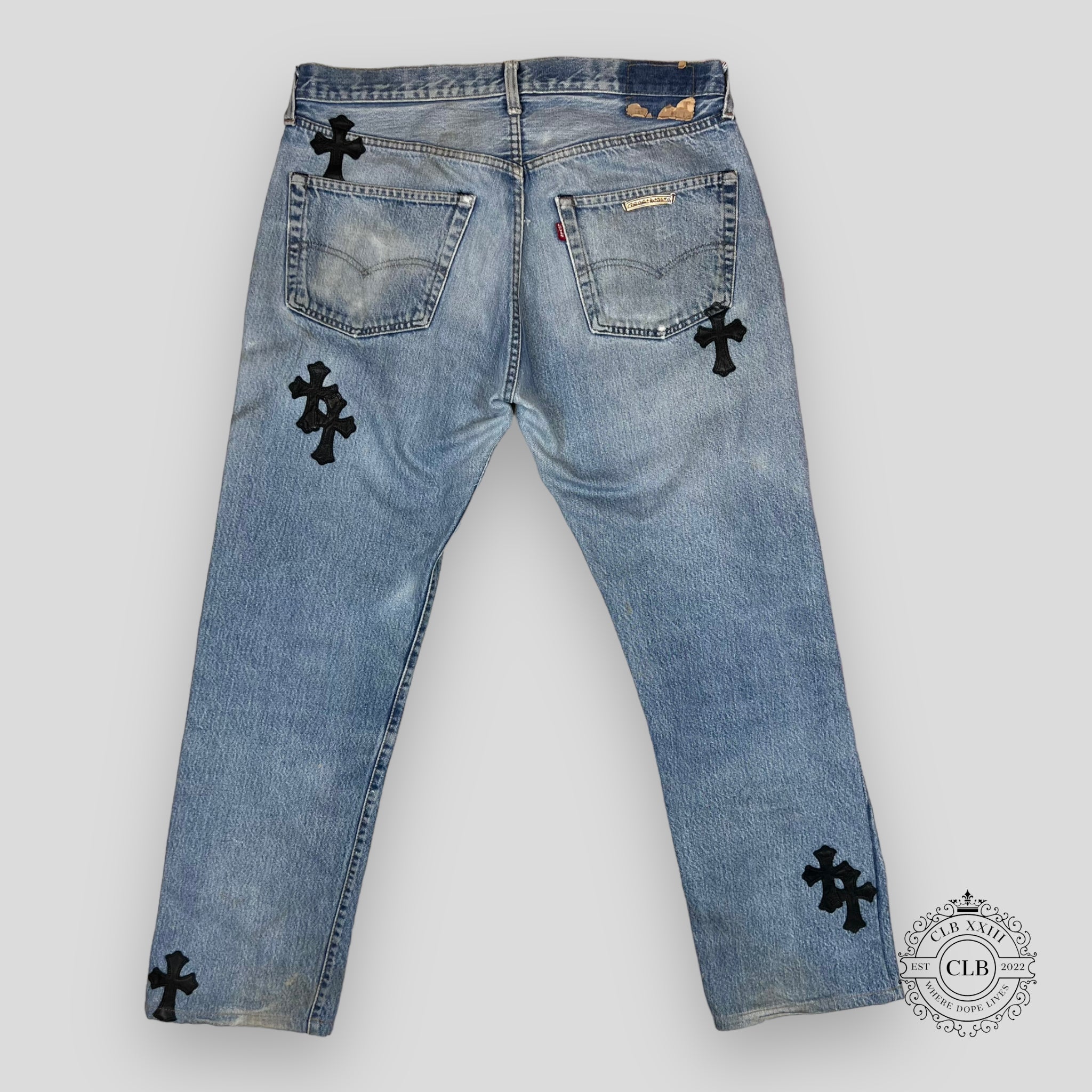 CHROME HEARTS REPAIRED LEVIS CROSS PATCH DENIM