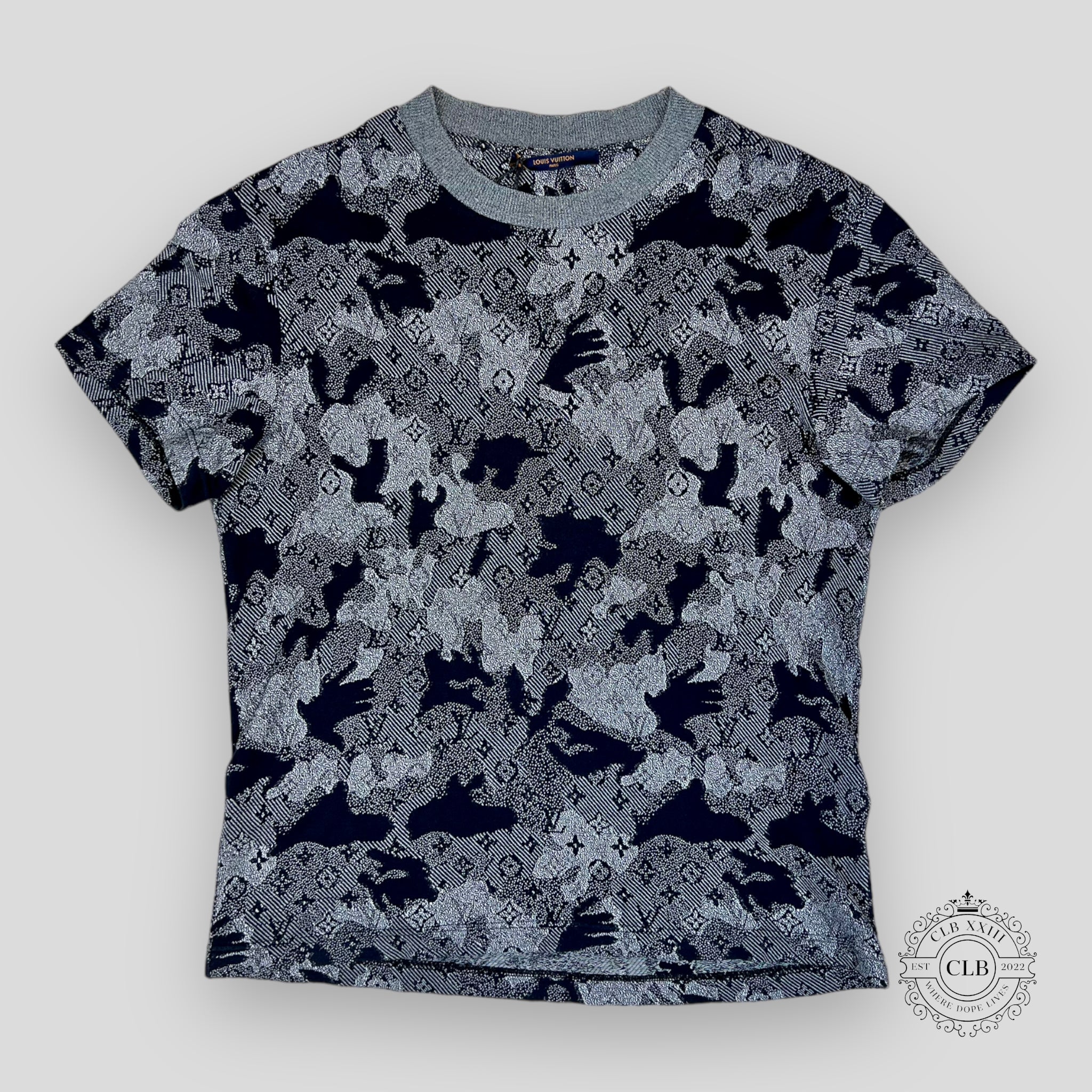 LOUIS VUITTON CAMO JACQUARD T-SHIRT - BLACK