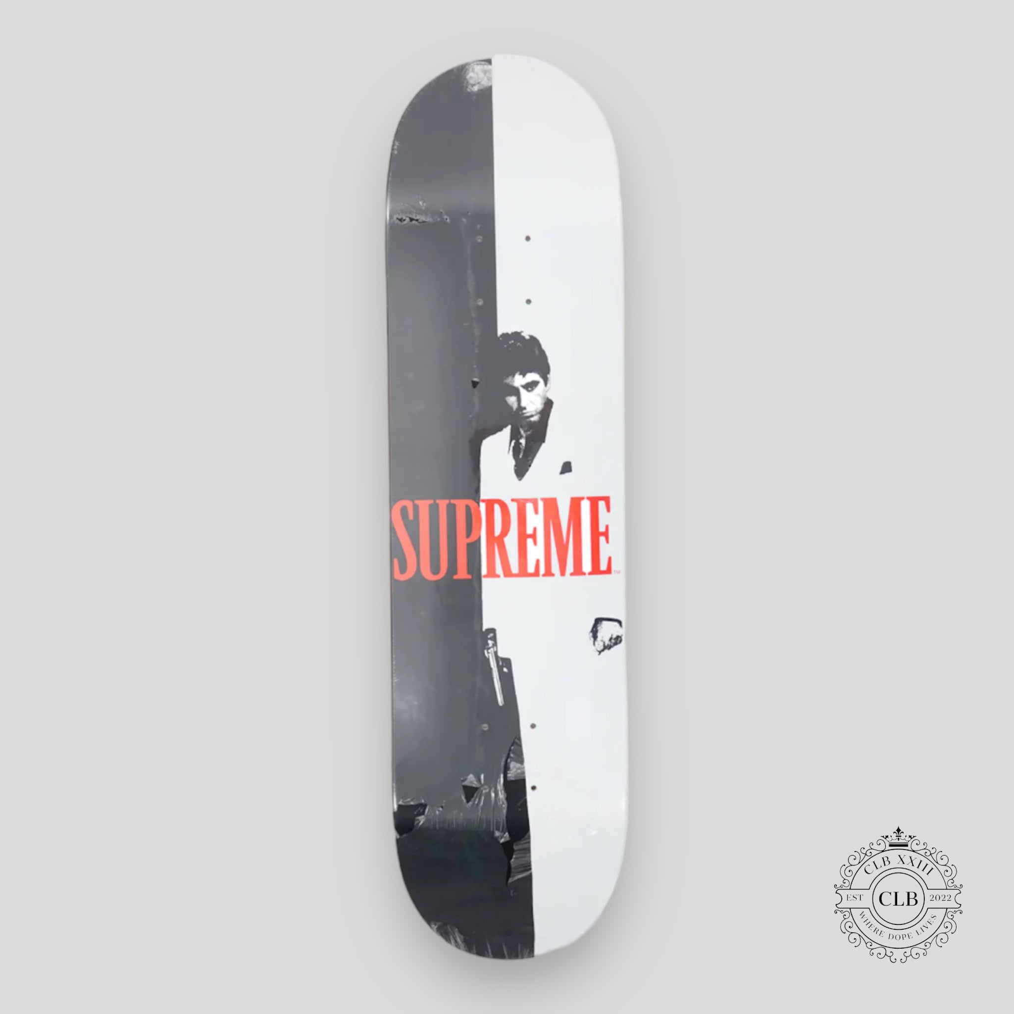 SUPREME SCARFACE SPLIT SKATE DECK