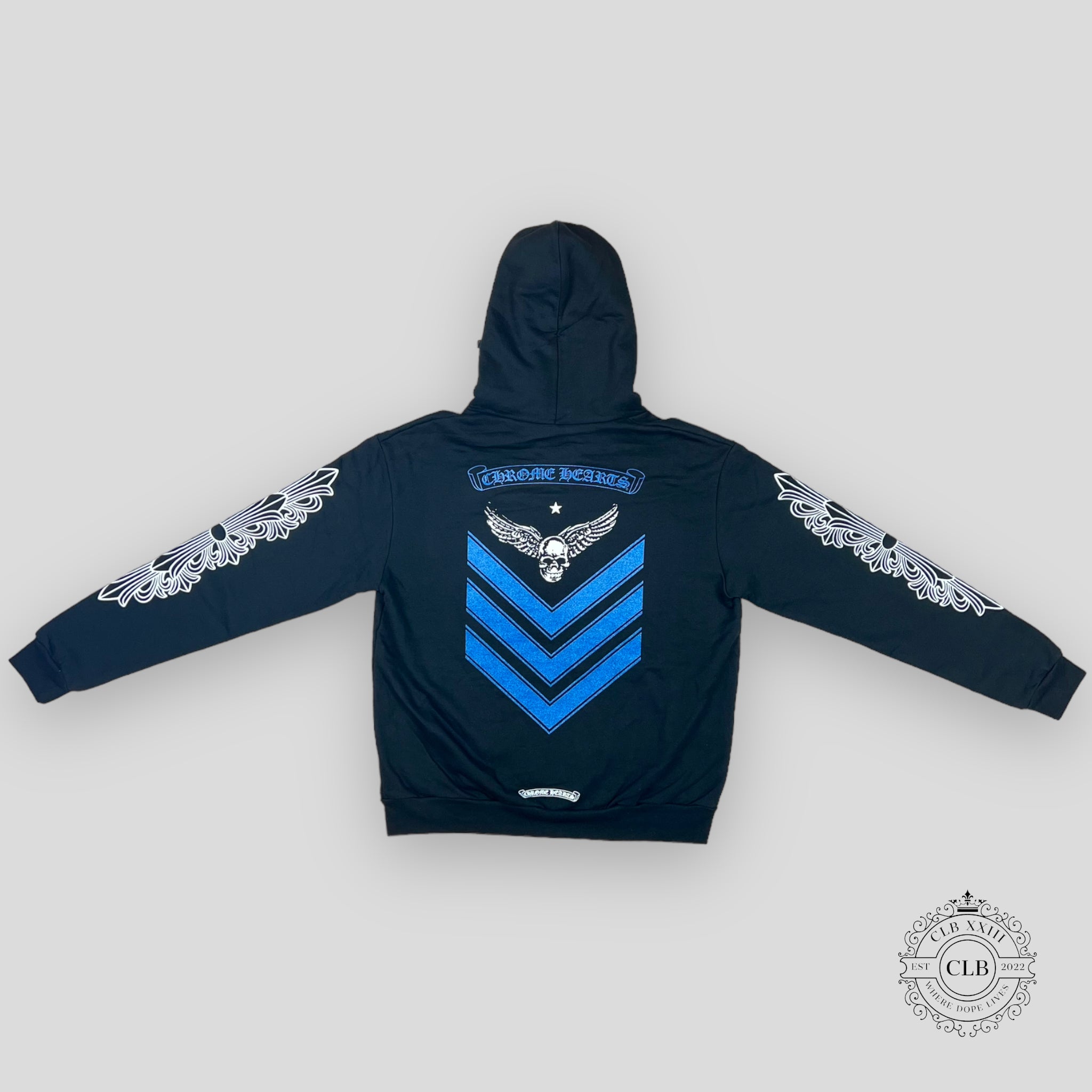 CHROME HEARTS FOTI ZIP-UP HOODIE - BLACK / BLUE