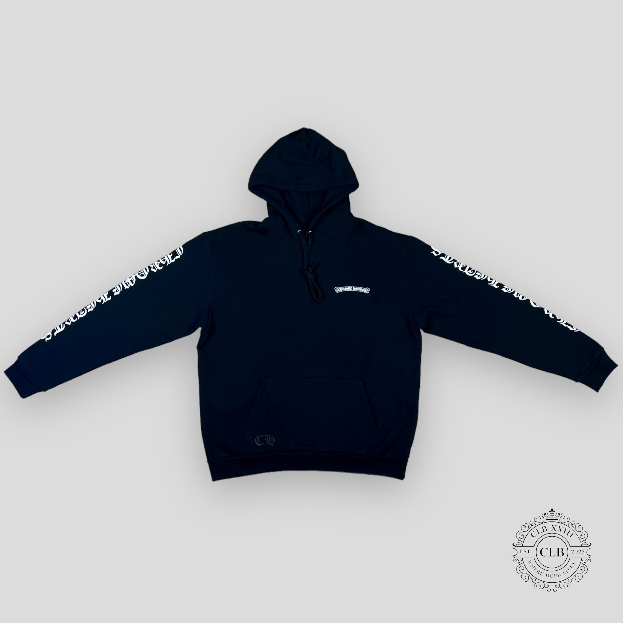 CHROME HEARTS SCROLL LOGO HOODIE - BLACK / WHITE