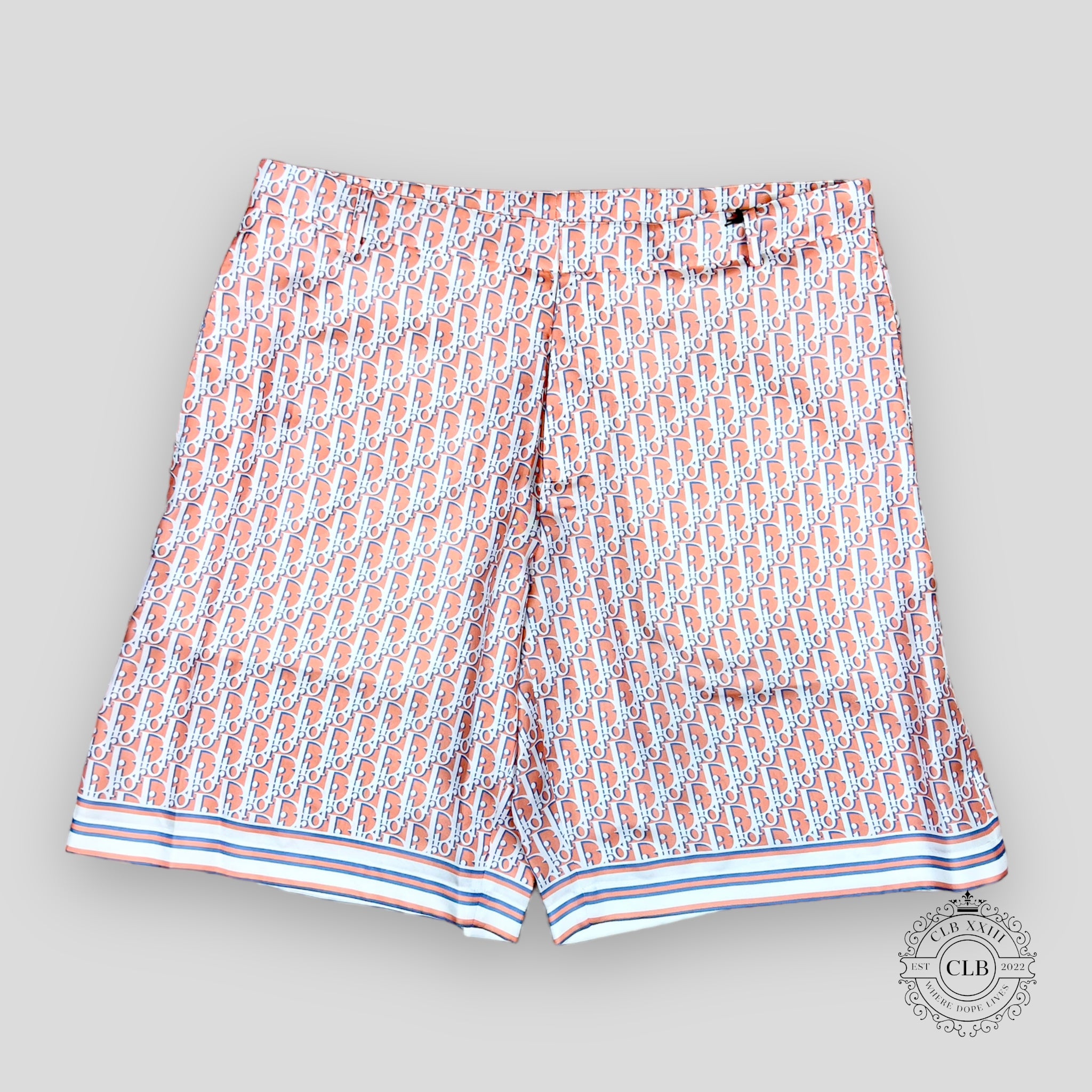 DIOR OBLIQUE SHORTS- ORANGE/WHITE