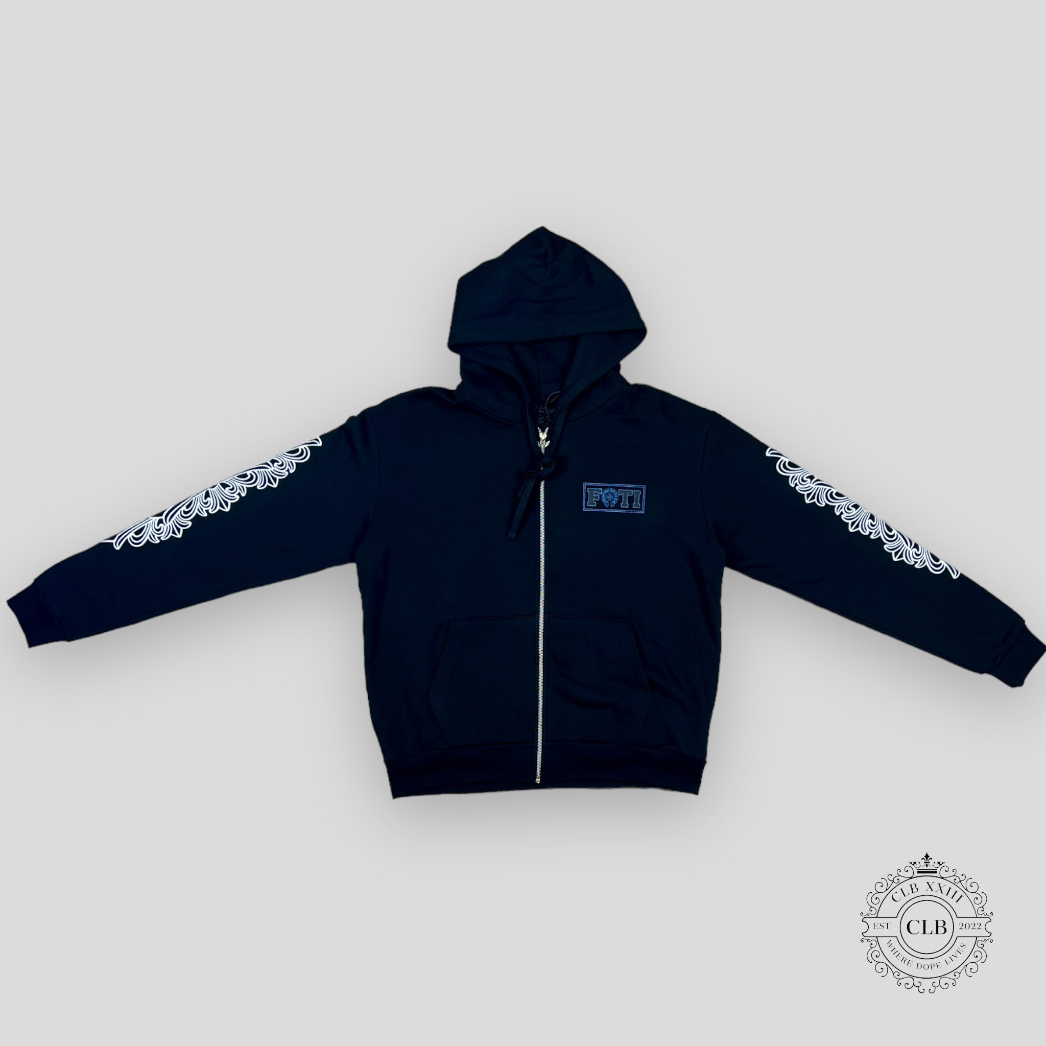 CHROME HEARTS FOTI ZIP-UP HOODIE - BLACK / BLUE