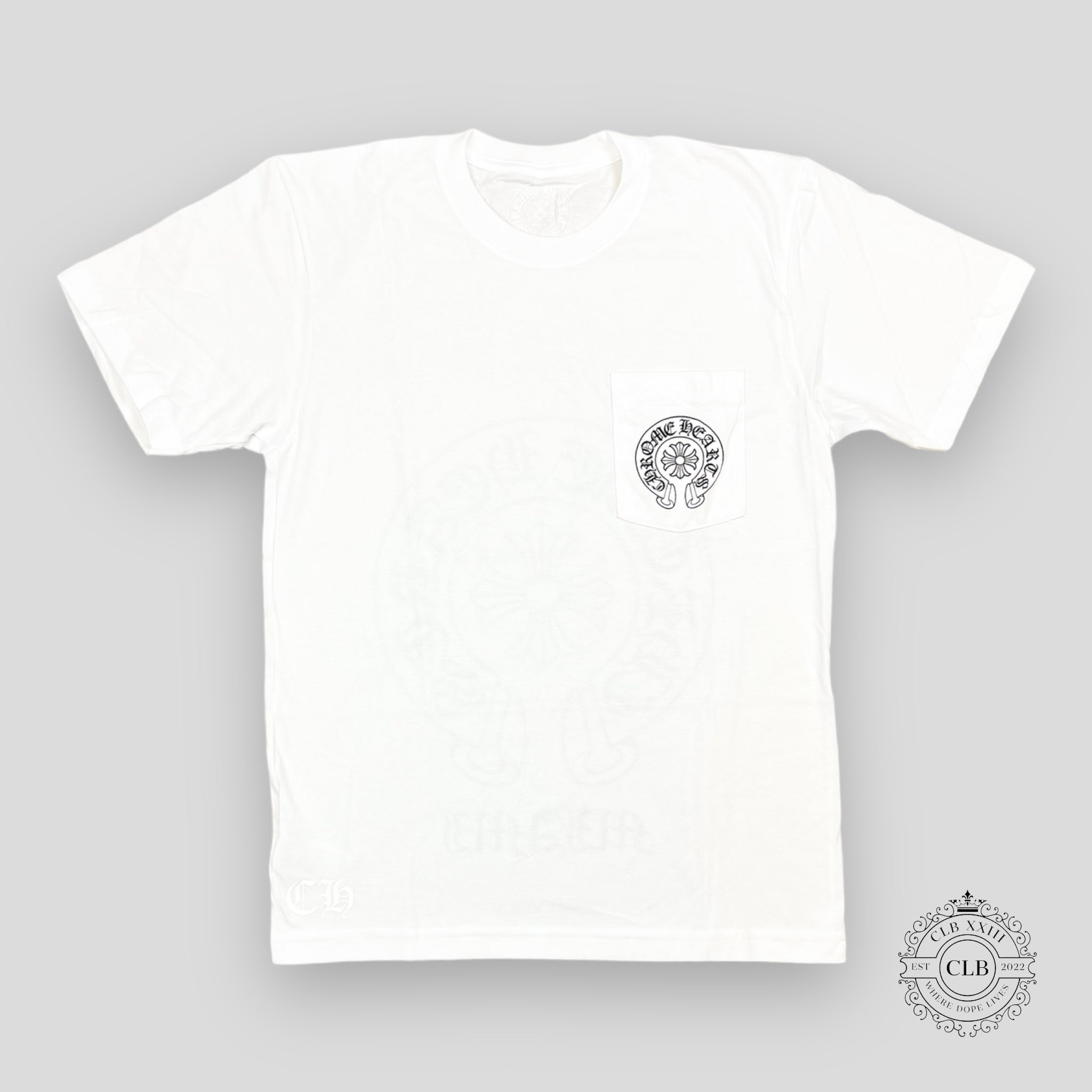 CHROME HEARTS HORSESHOE LOGO POCKET T-SHIRT - WHITE