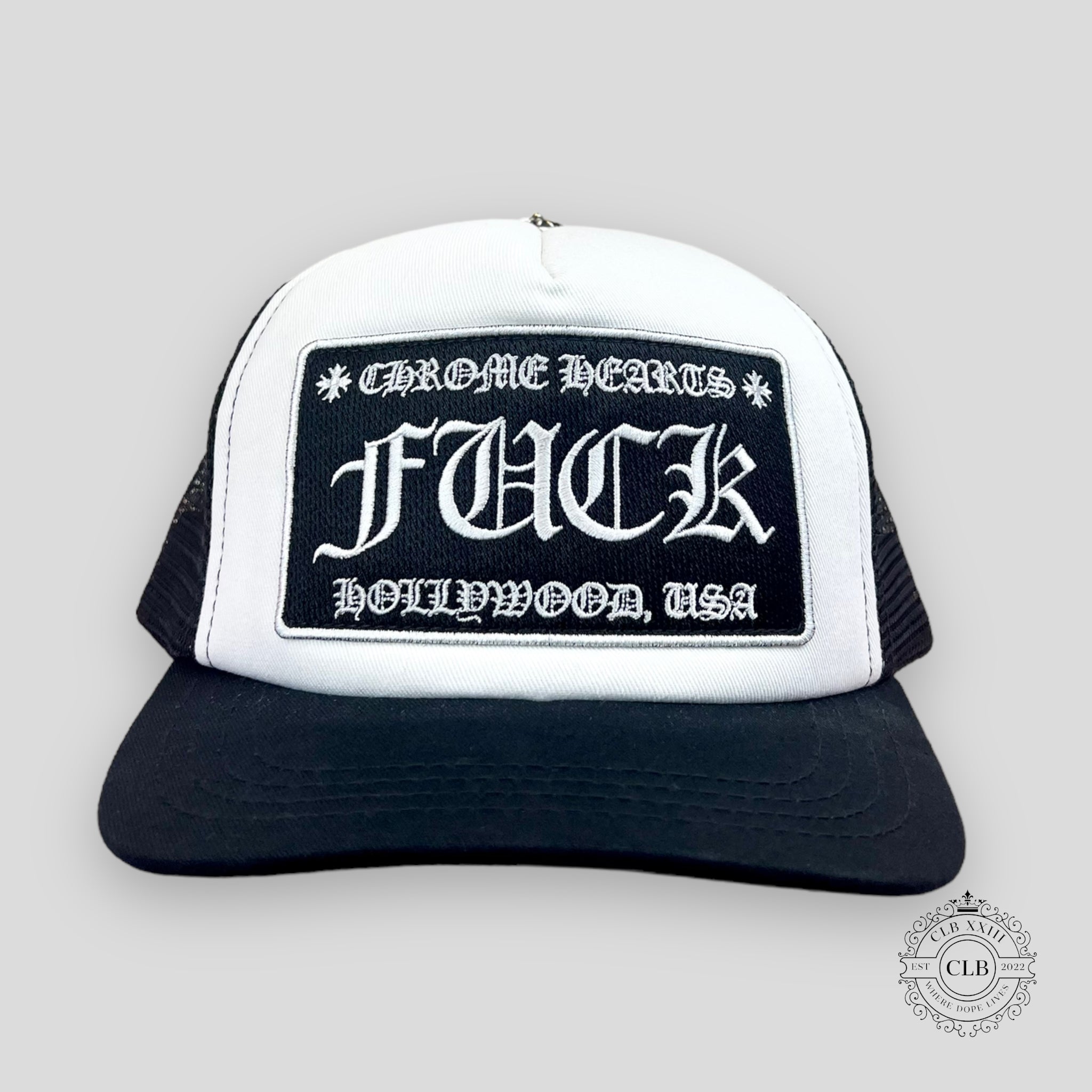 Chrome Hearts Fuck Hollywood Tucker Hat in Black