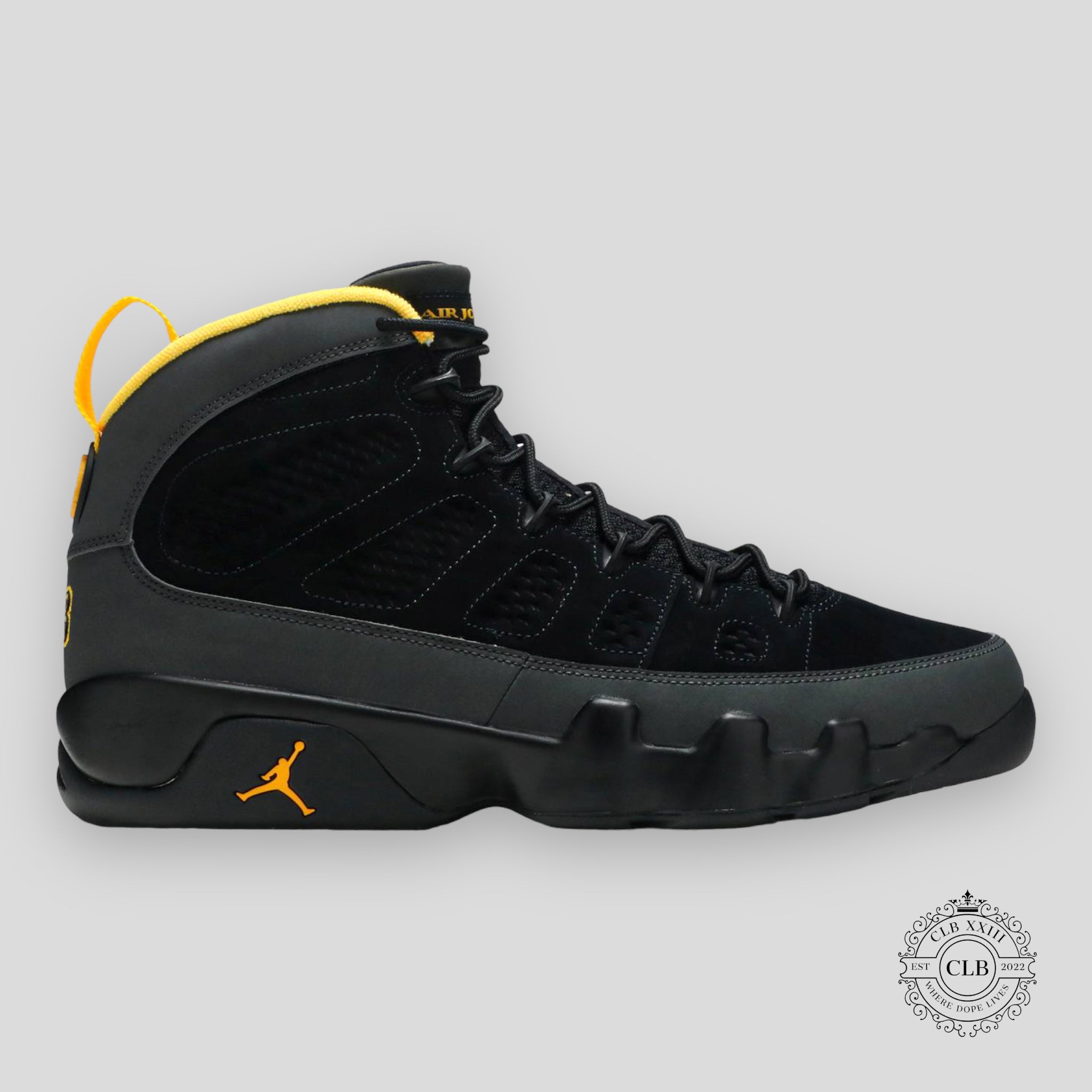 AIR JORDAN 9 RETRO "DARK CHARCOAL UNIVERSITY GOLD"