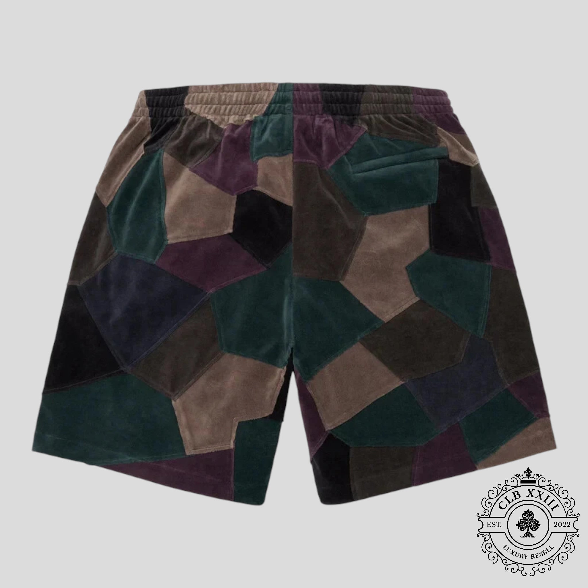 Supreme Patchwork Velour Shorts in Navy