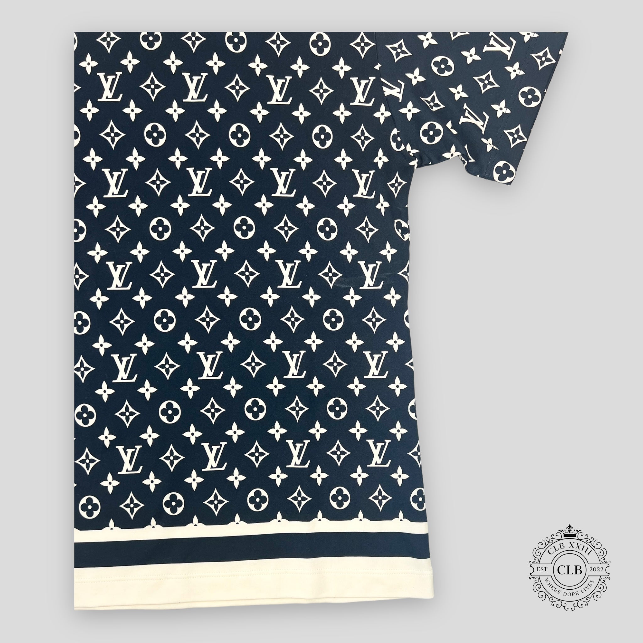 LOUIS VUITTON STRIPE ACCENT MONOGRAM T-SHIRT - DARK NAVY
