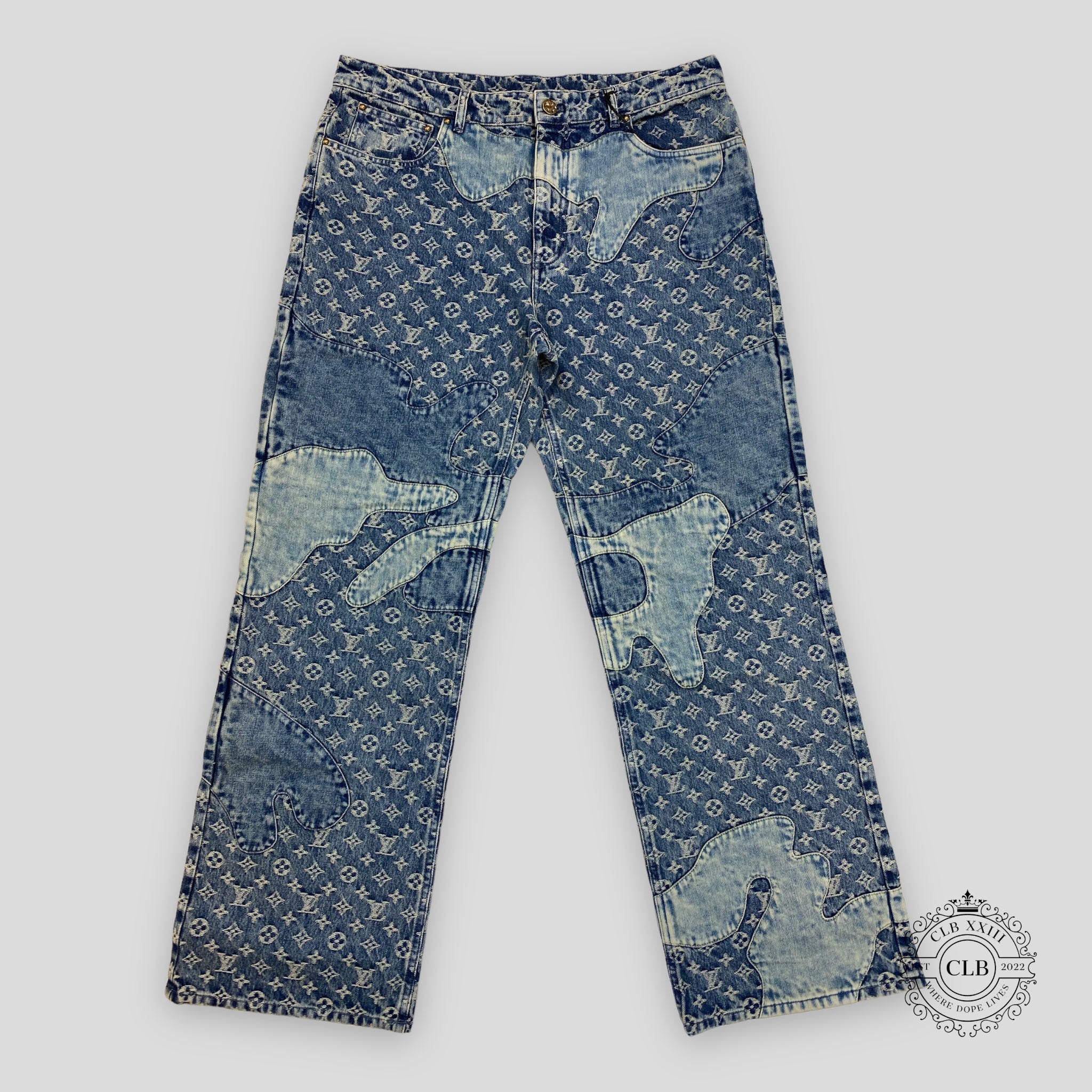 LOUIS VUITTON MONOGRAM DISTRESSED BAGGY DENIM JEANS – CLB XXIII