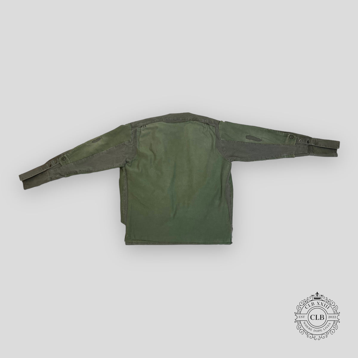 GREG LAUREN BAKER LAYERED DENIM-LAYERED SHIRT - ARMY GREEN