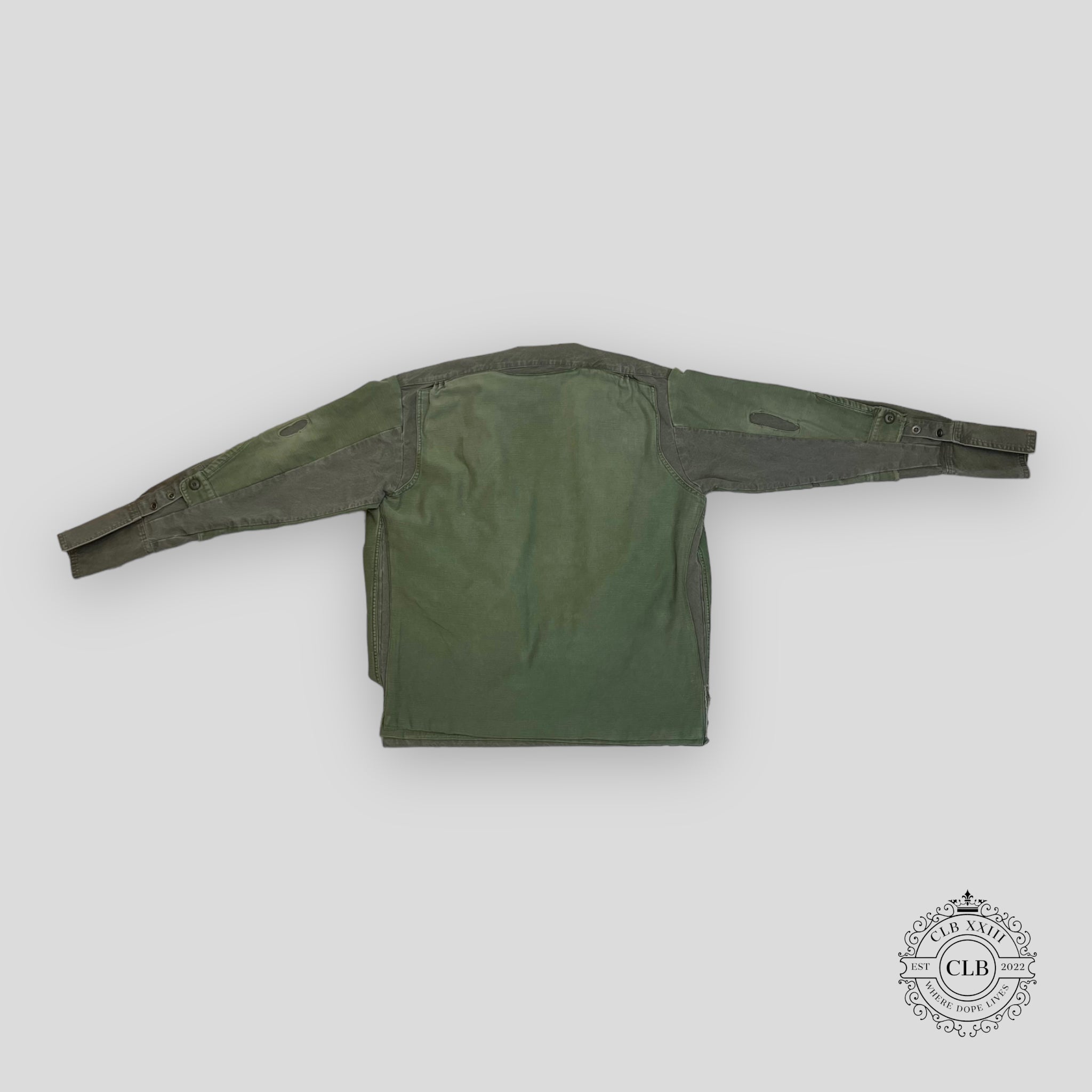 GREG LAUREN BAKER LAYERED DENIM-LAYERED SHIRT - ARMY GREEN