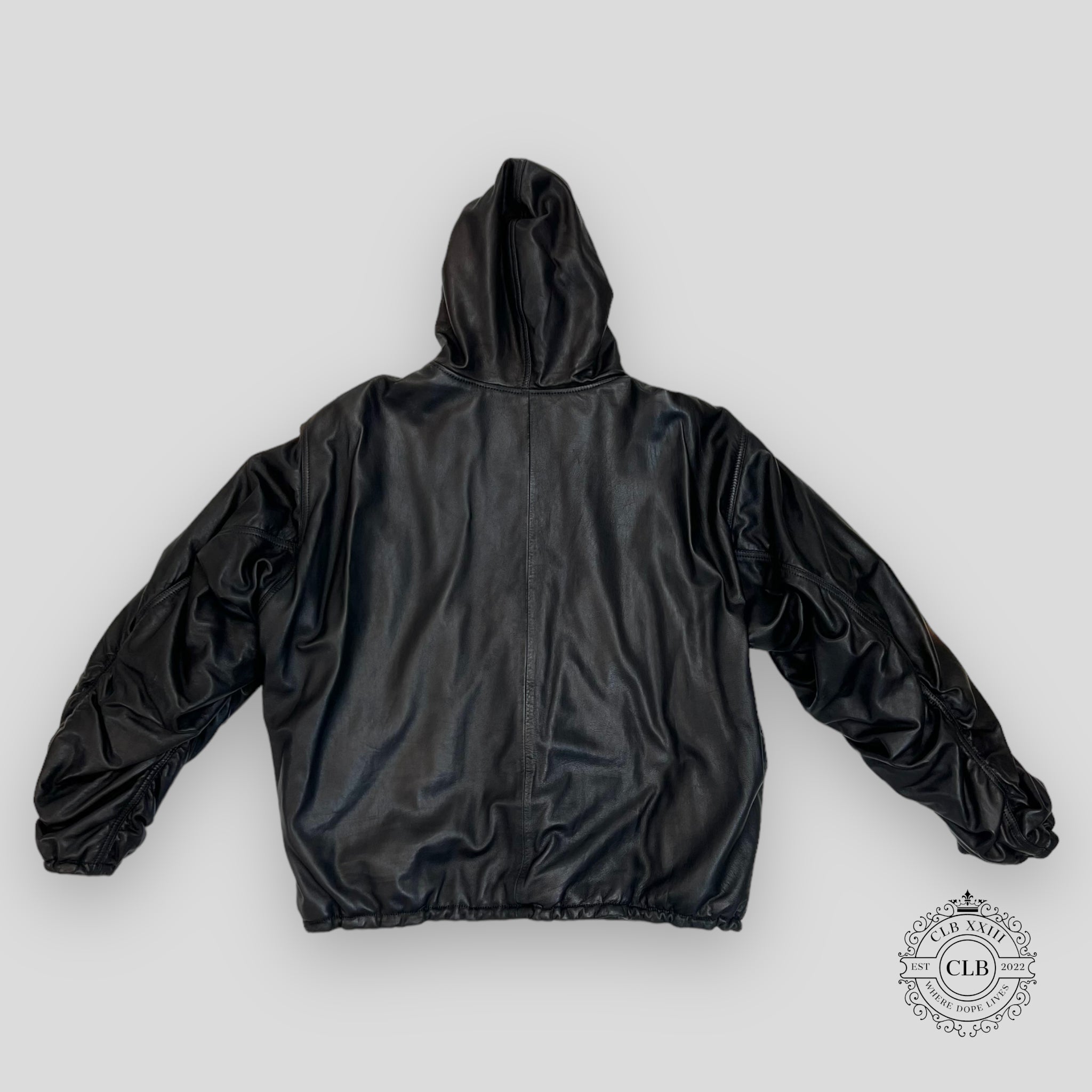 Balenciaga Oversized Leather Hoodie in Black