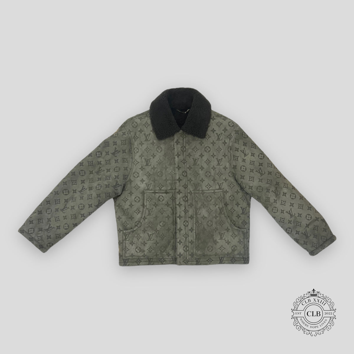 Louis Vuitton Monogram Shearling Jacket in Olive