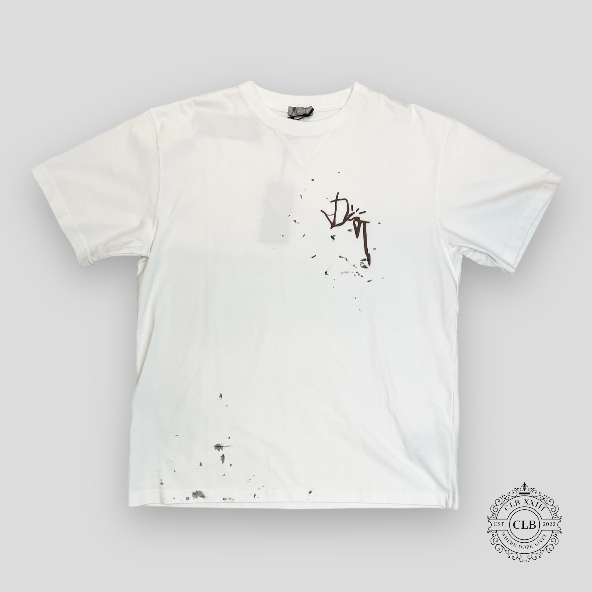 DIOR CACTUS JACK EMBROIDERED TEE - WHITE/BROWN