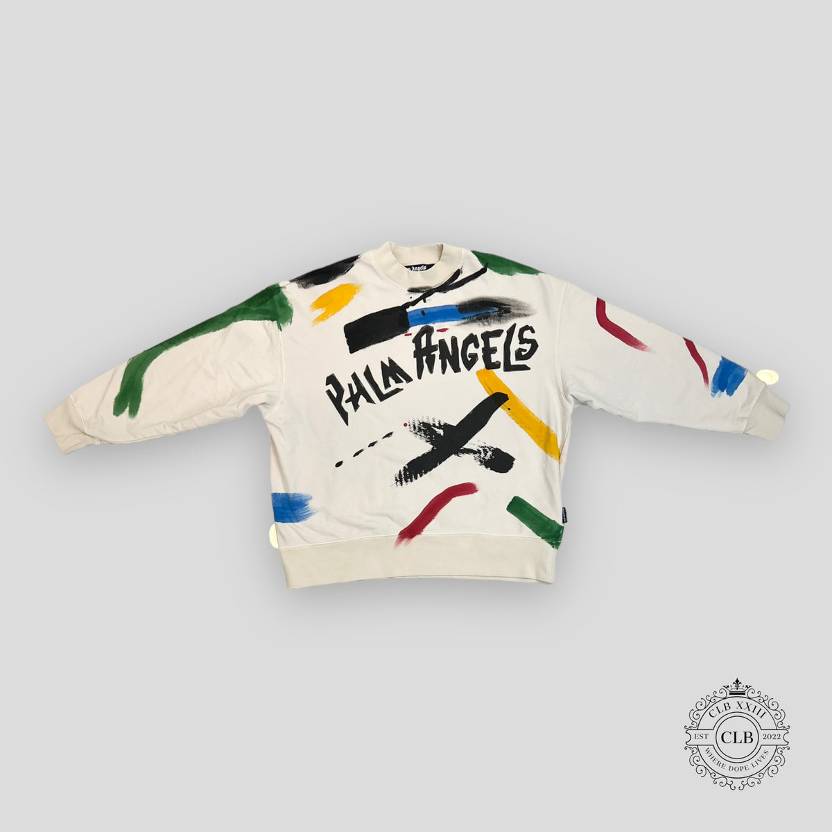 PALM ANGELS BRUSHSTROKES SWEATSHIRT - WHITE