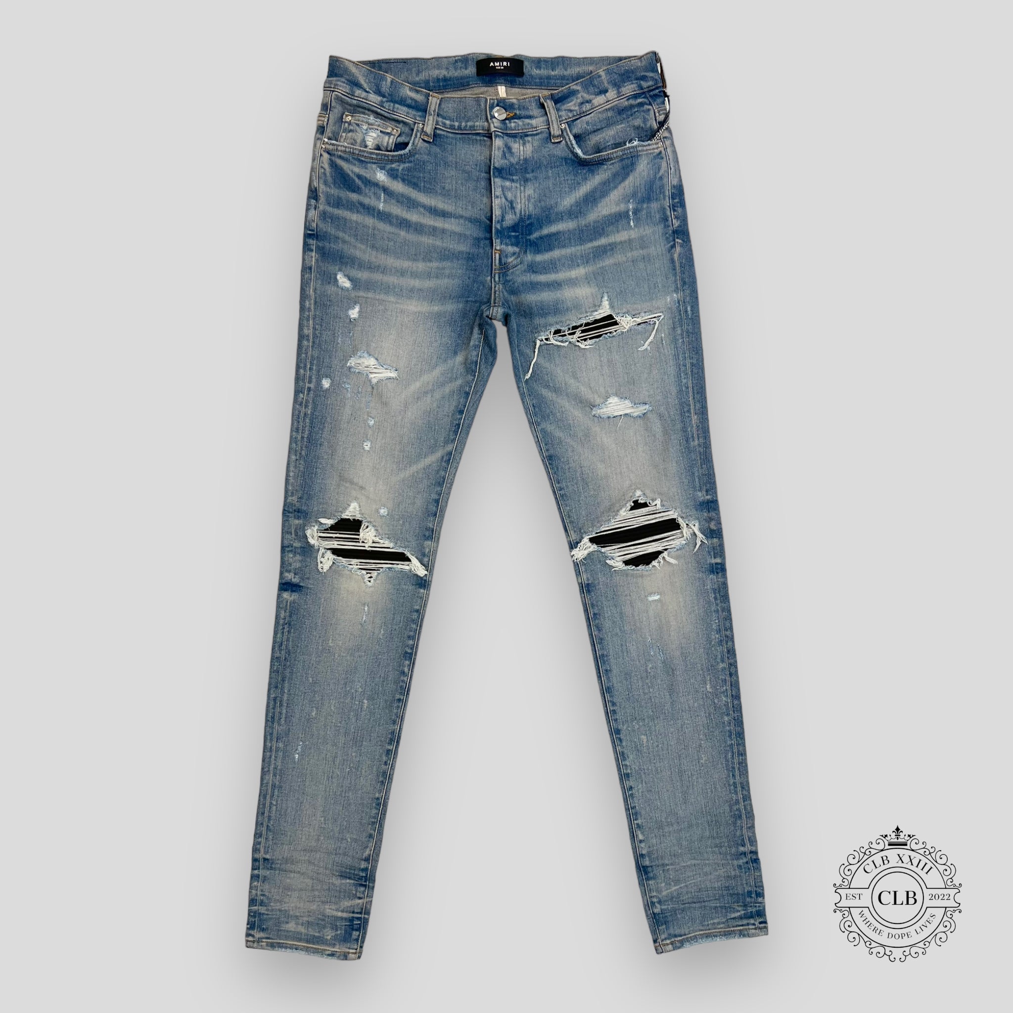 AMIRI MX1 ULTRA SUEDE JEANS - CLAY INDIGO/ BROWN