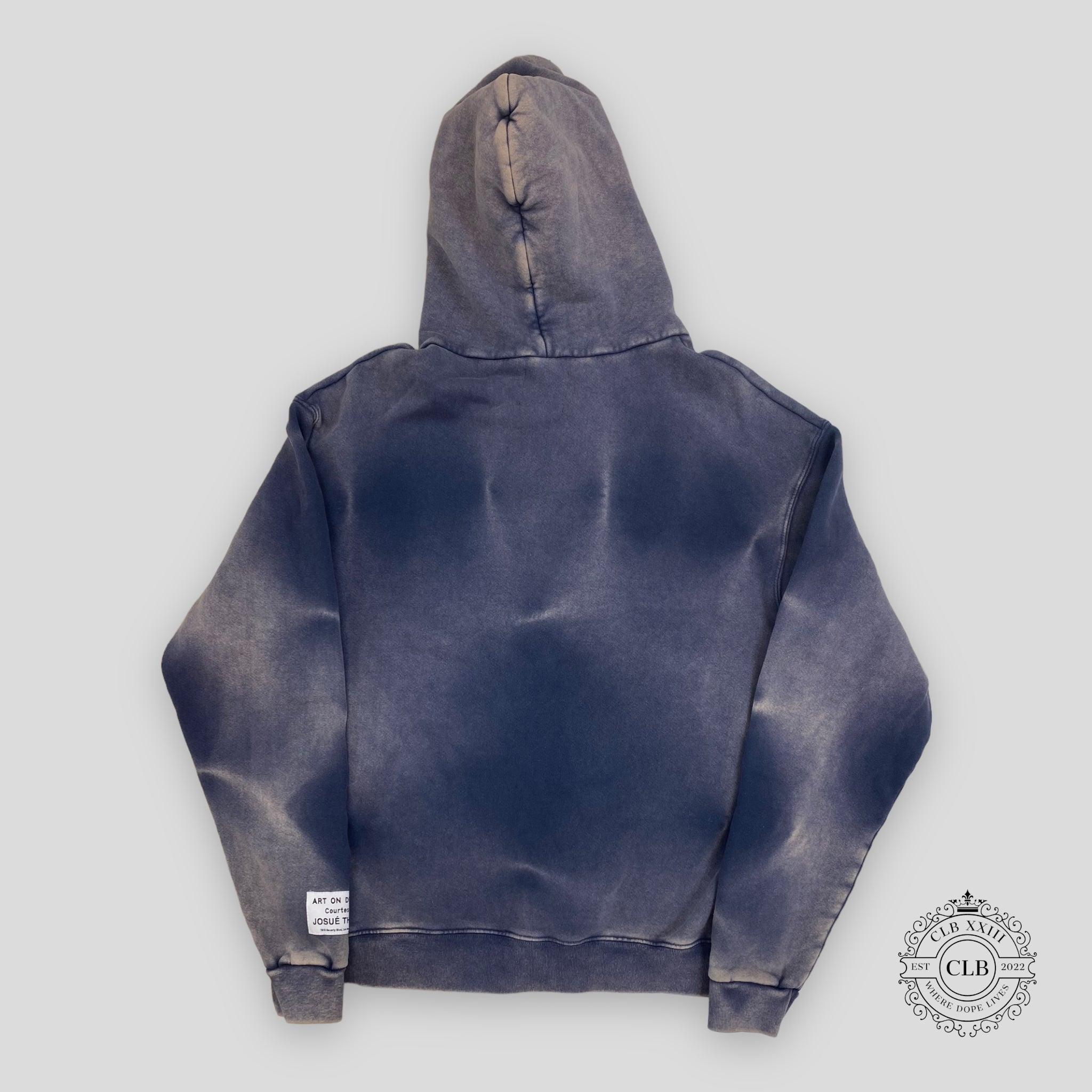GALLERY DEPT. SUNFADED ENGLISH LOGO ZIP UP HOODIE - NAVY