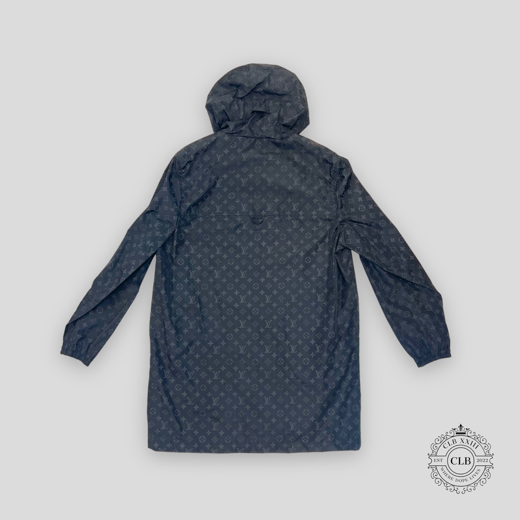 LOUIS VUITTON MIDLENGTH MONOGRAM NYLON WINDBREAKER - BLACK