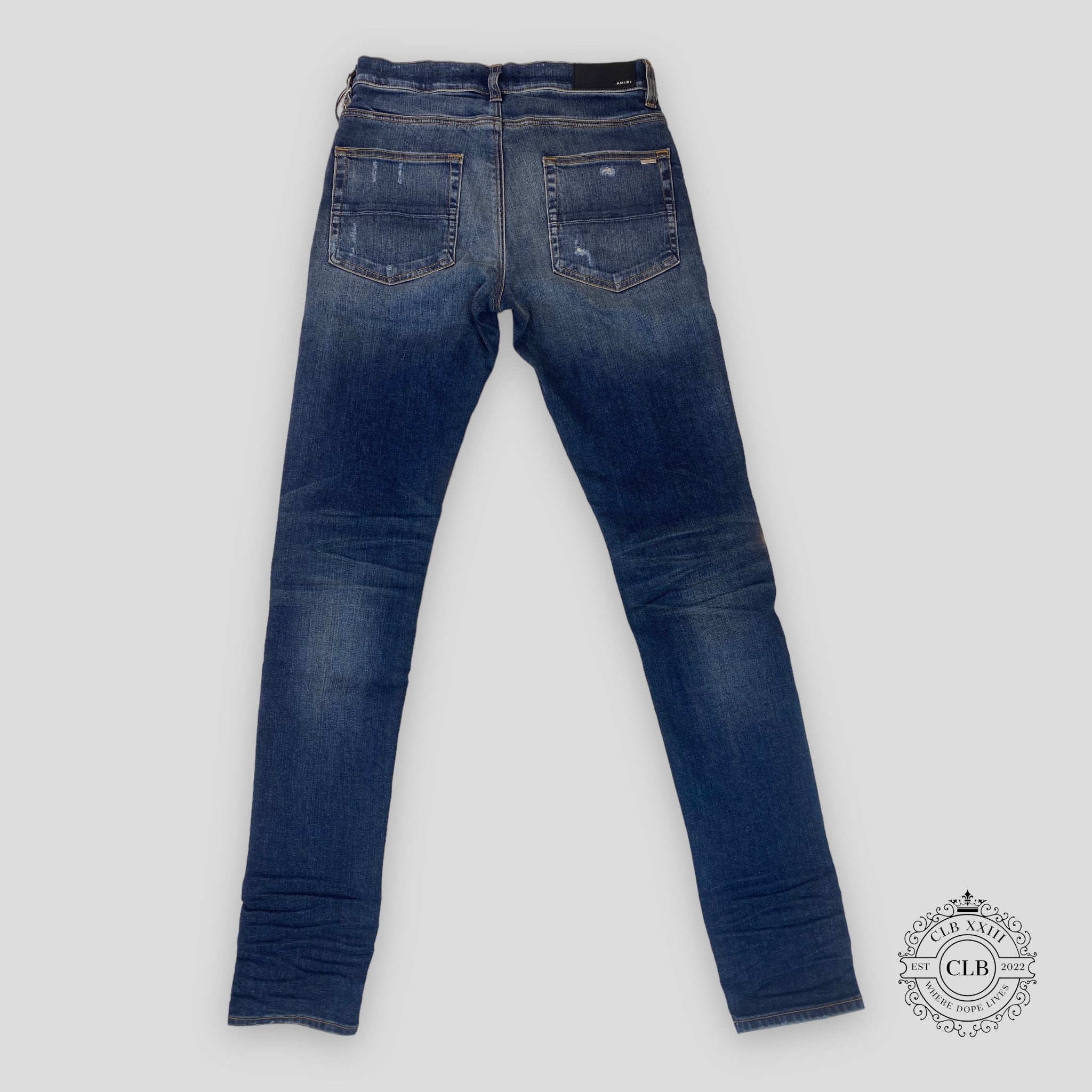 AMIRI MX1 RED BANDANA PATCH JEANS - DEEP CLASSIC INDIGO