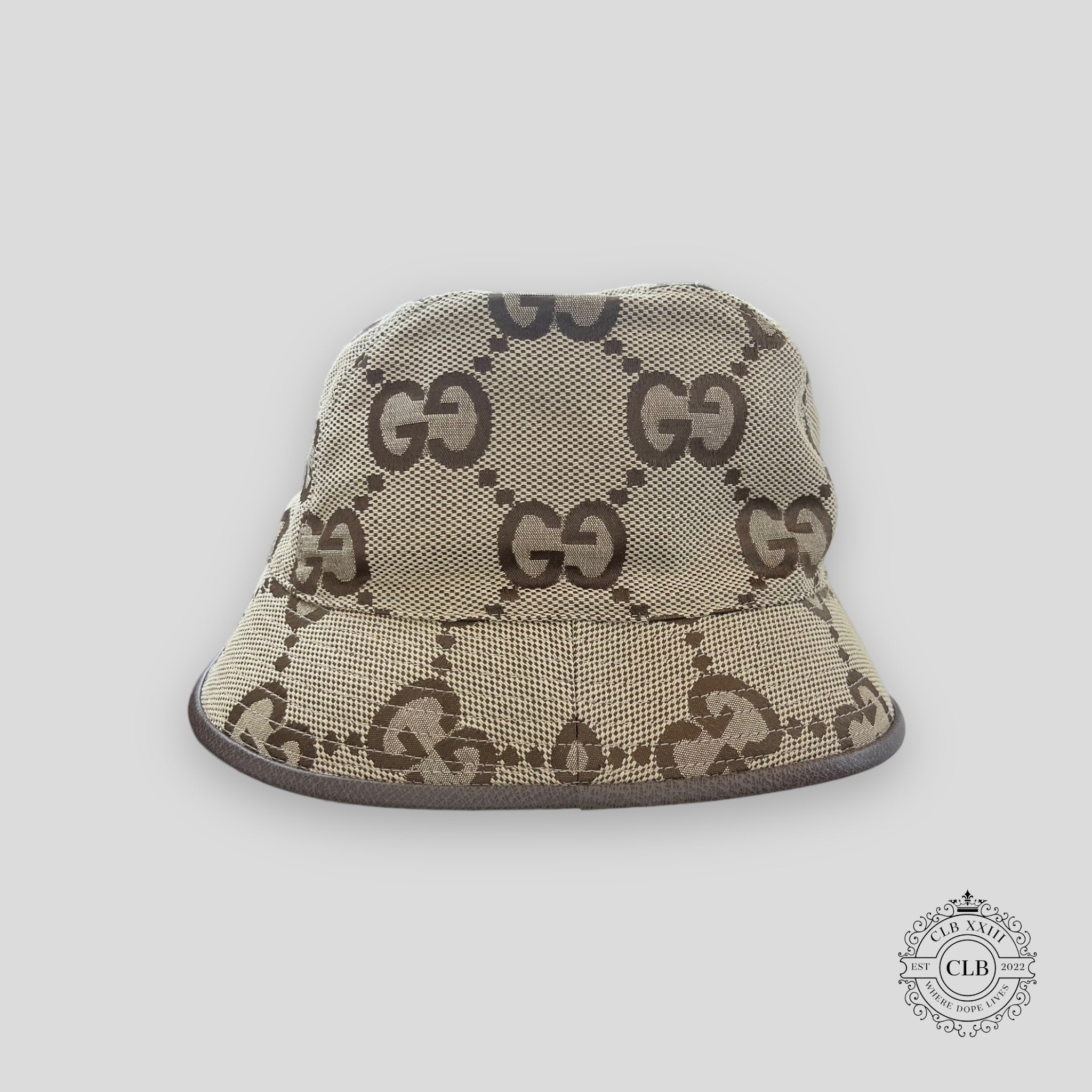 GUCCI MONOGRAM BUCKET HAT - CAMEL