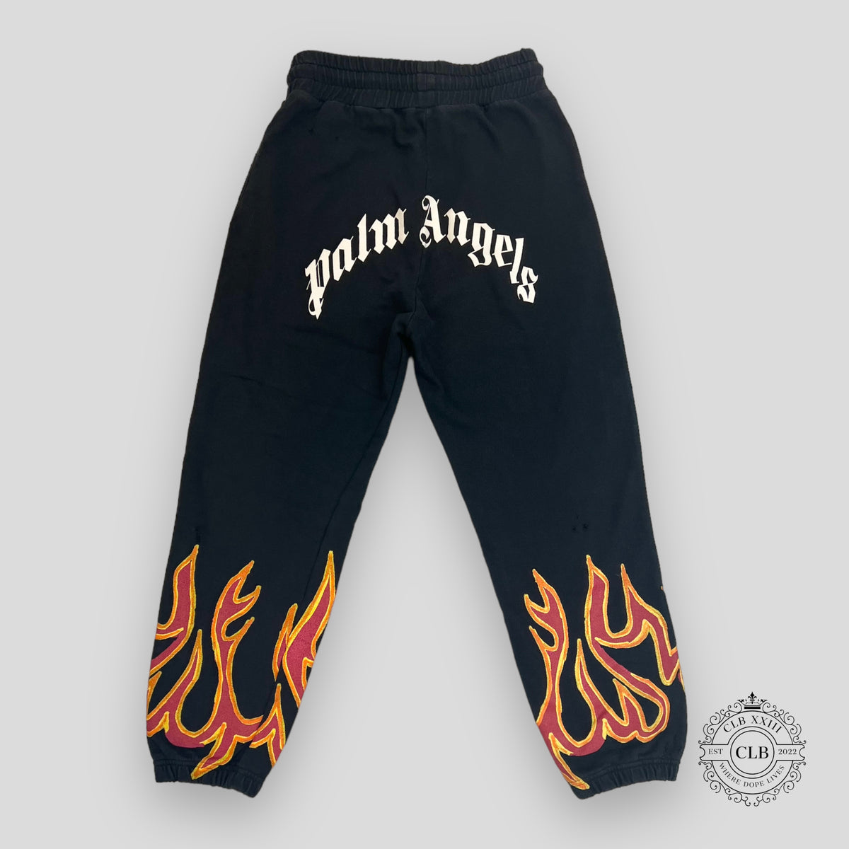 PALM ANGELS GRAFFITI FLAMES SWEATPANTS - BLACK