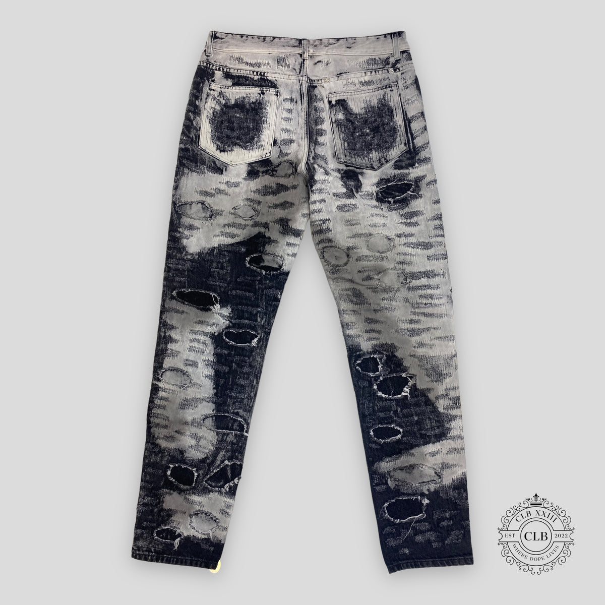 GIVENCHY SLIM-FIT DISTRESSED BLEACHED JEANS - CHARCOAL