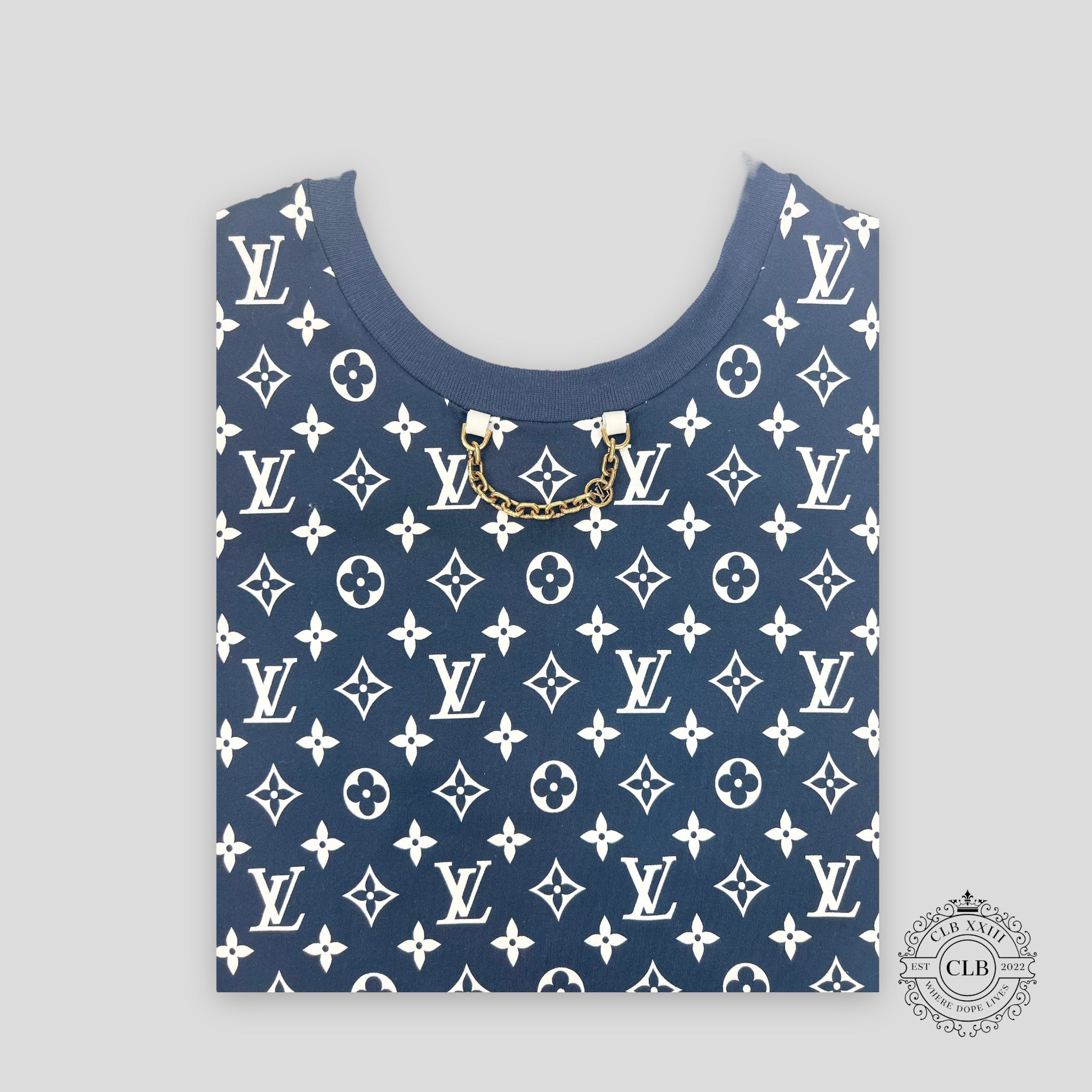 LOUIS VUITTON STRIPE ACCENT MONOGRAM T-SHIRT - DARK NAVY