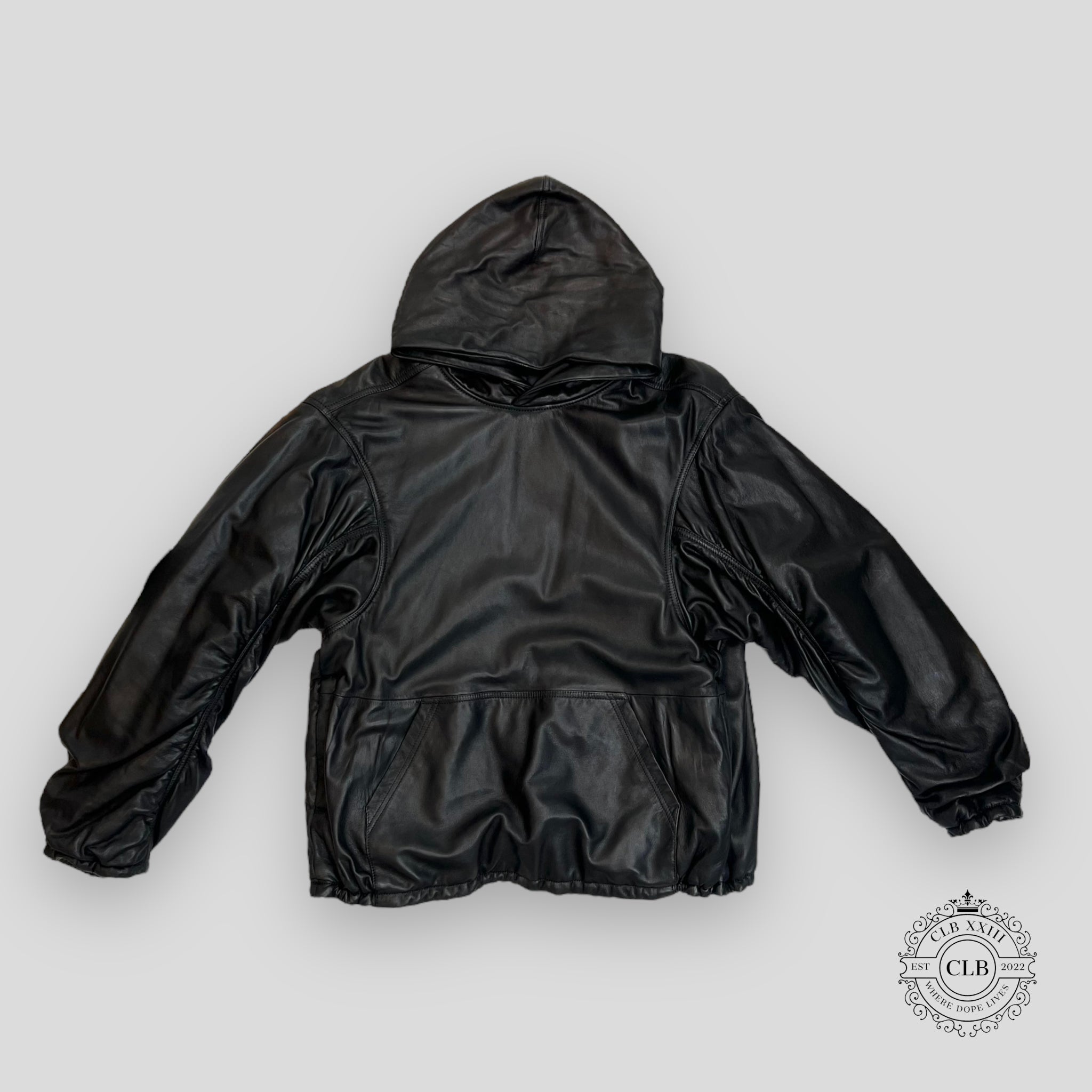 Balenciaga Oversized Leather Hoodie in Black