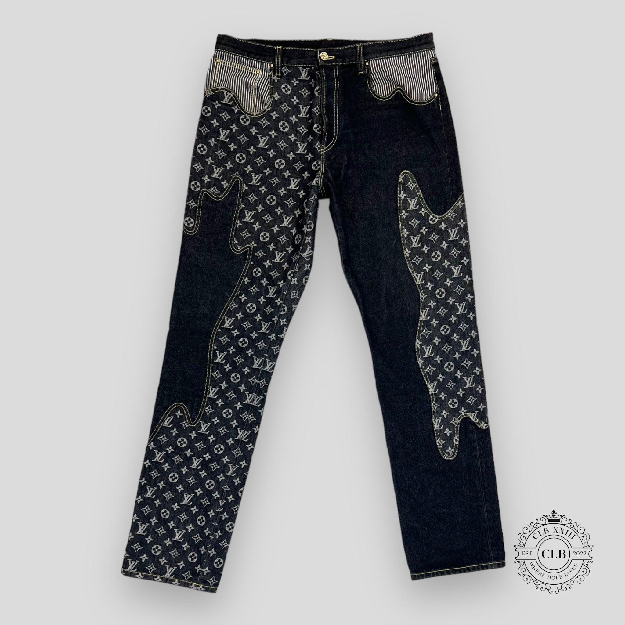 Louis Vuitton X Nigo Monogram Crazy Denim Jeans in Black