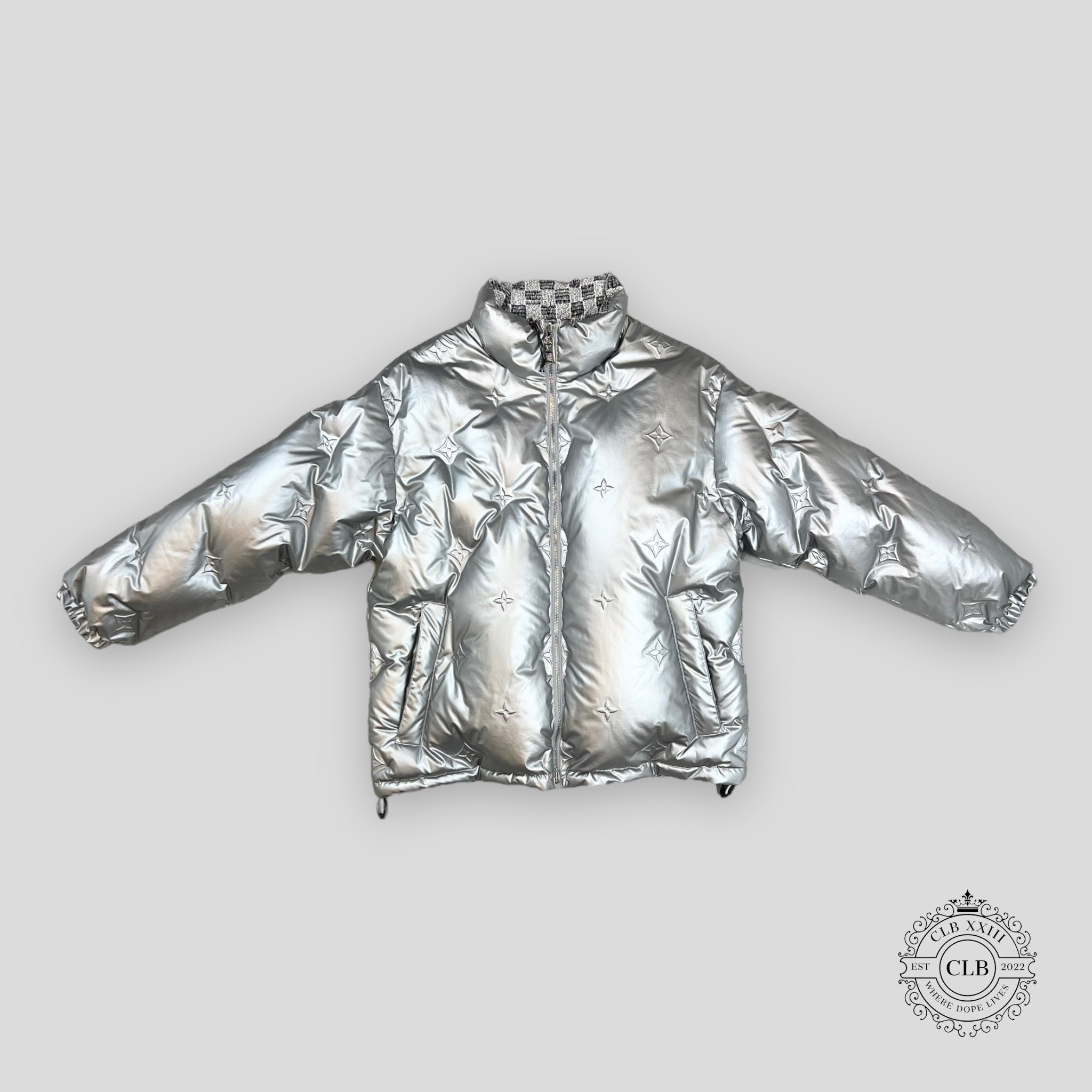 Louis Vuitton Reversible Monogram Puffer Jacket in Silver