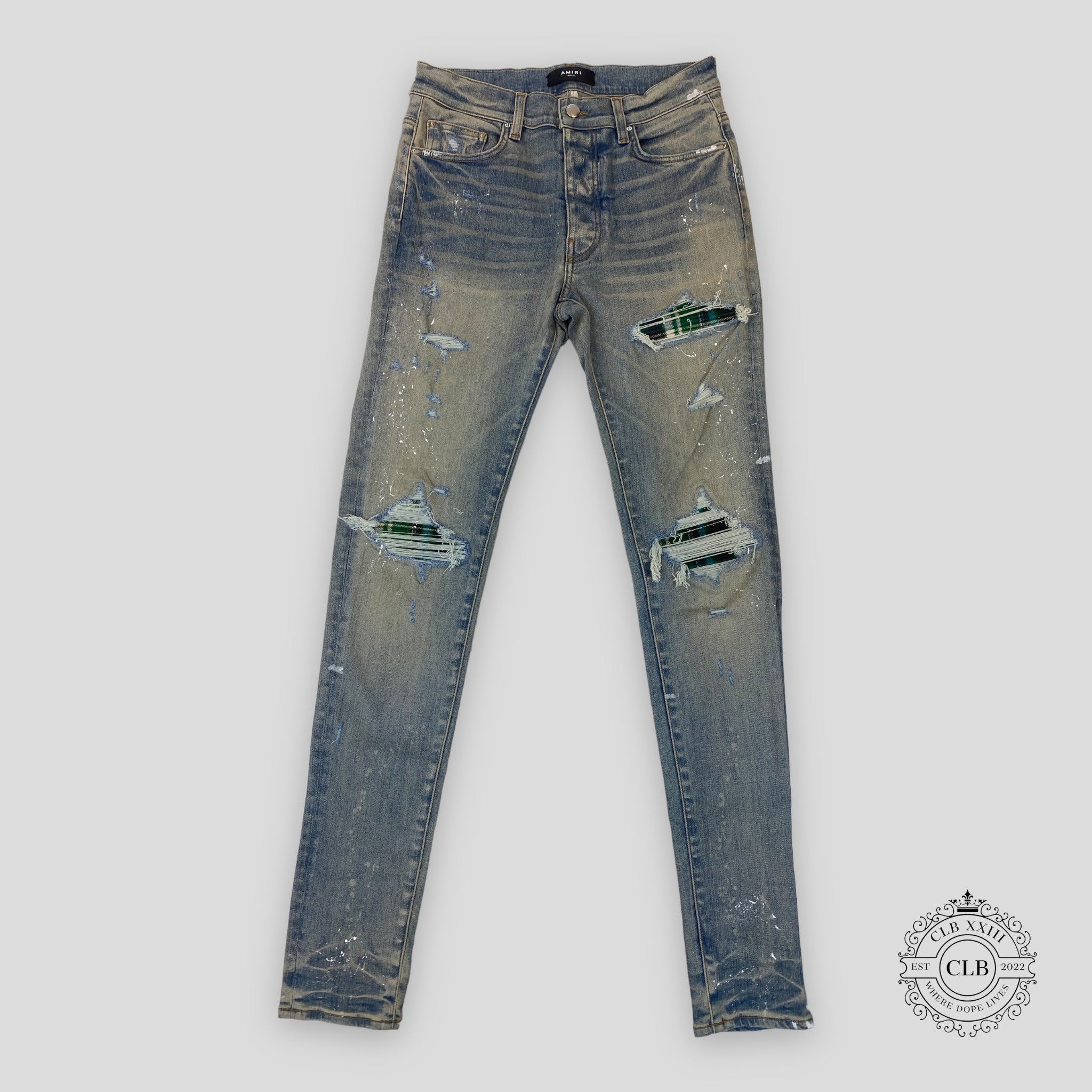 AMIRI MX1 PLAID JEANS - CLAY INDIGO/GREEN