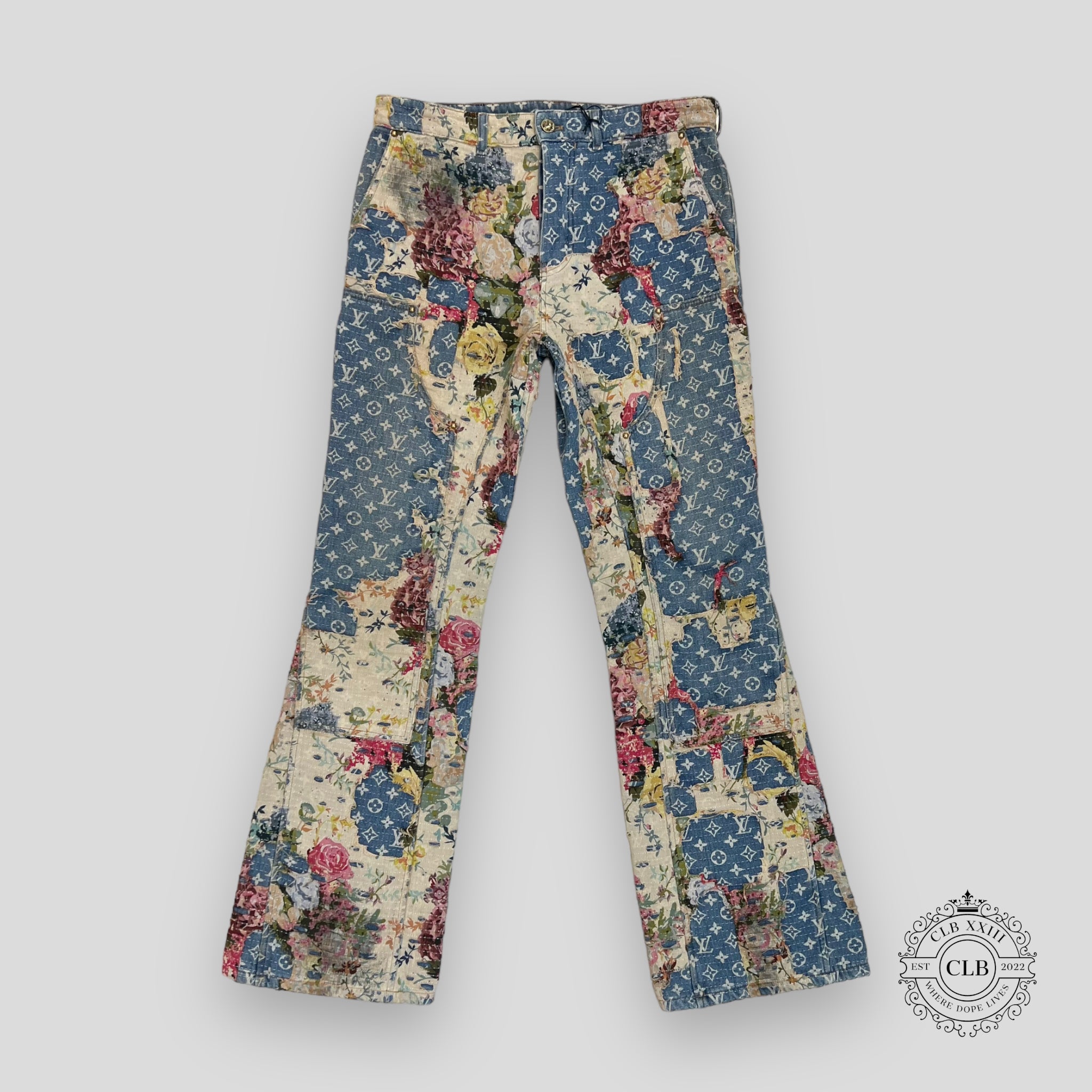 LOUIS VUITTON DESTROYED CARPENTER BELL BOTTOM DENIM
