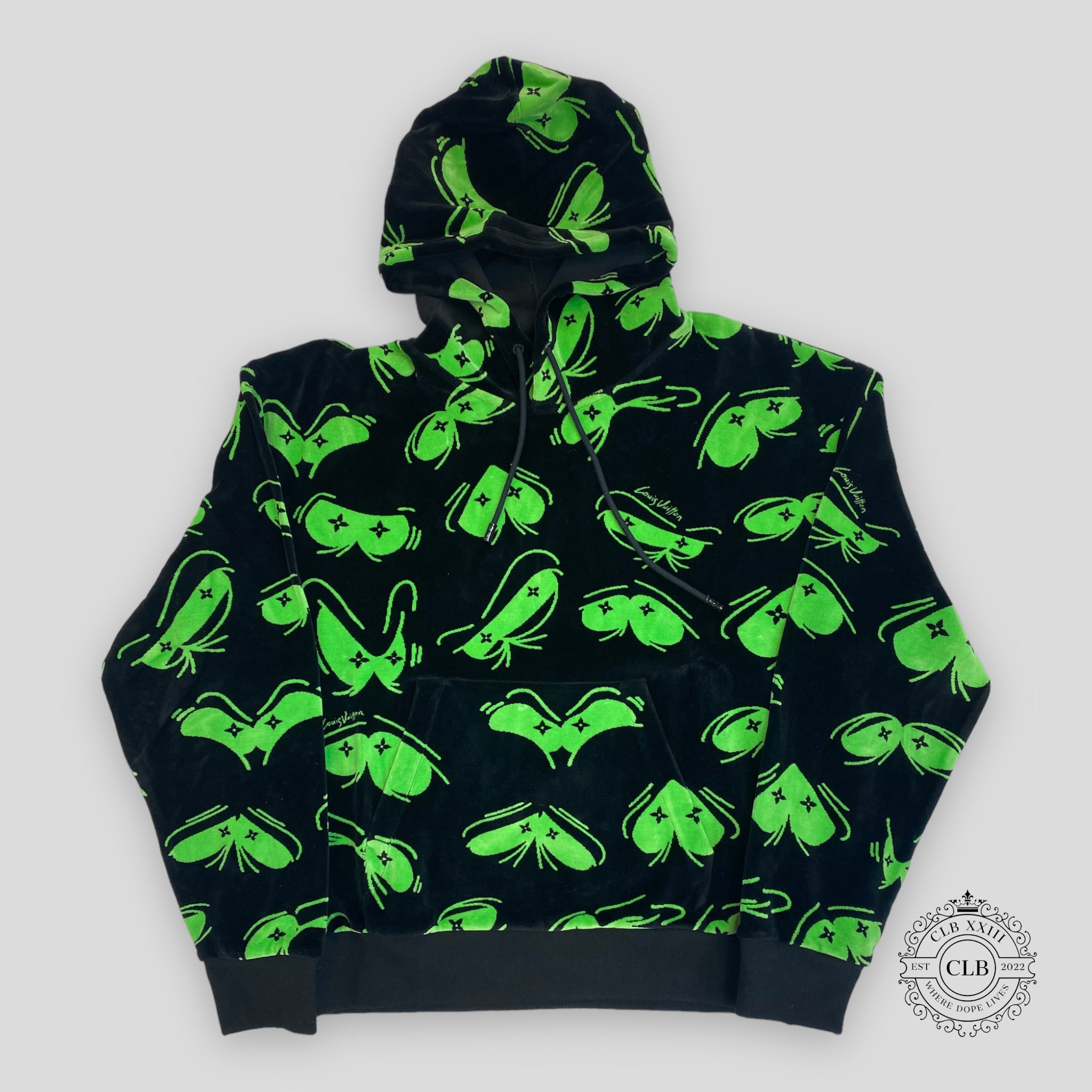 LOUIS VUITTON EYES GRAPHIC JACQUARD HOODIE - BLACK/GREEN