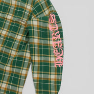 Chrome Hearts Padded Flannel Shirt in Green / Pink