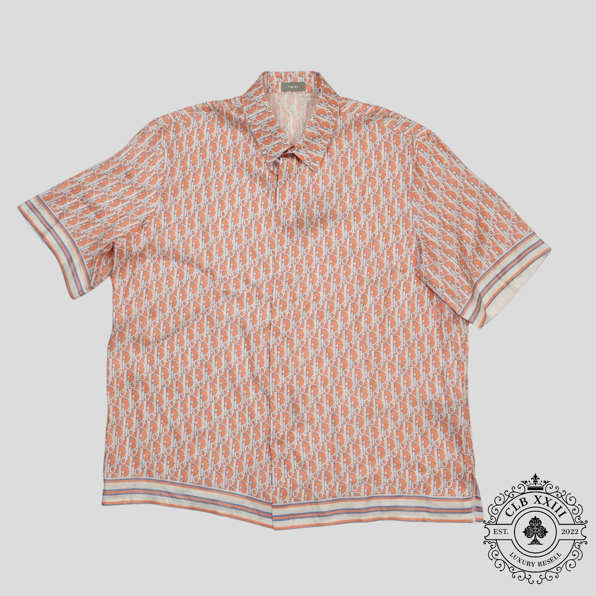 Dior Oblique Button Up Silk Shirt in Orange