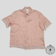 Dior Oblique Button Up Silk Shirt in Orange