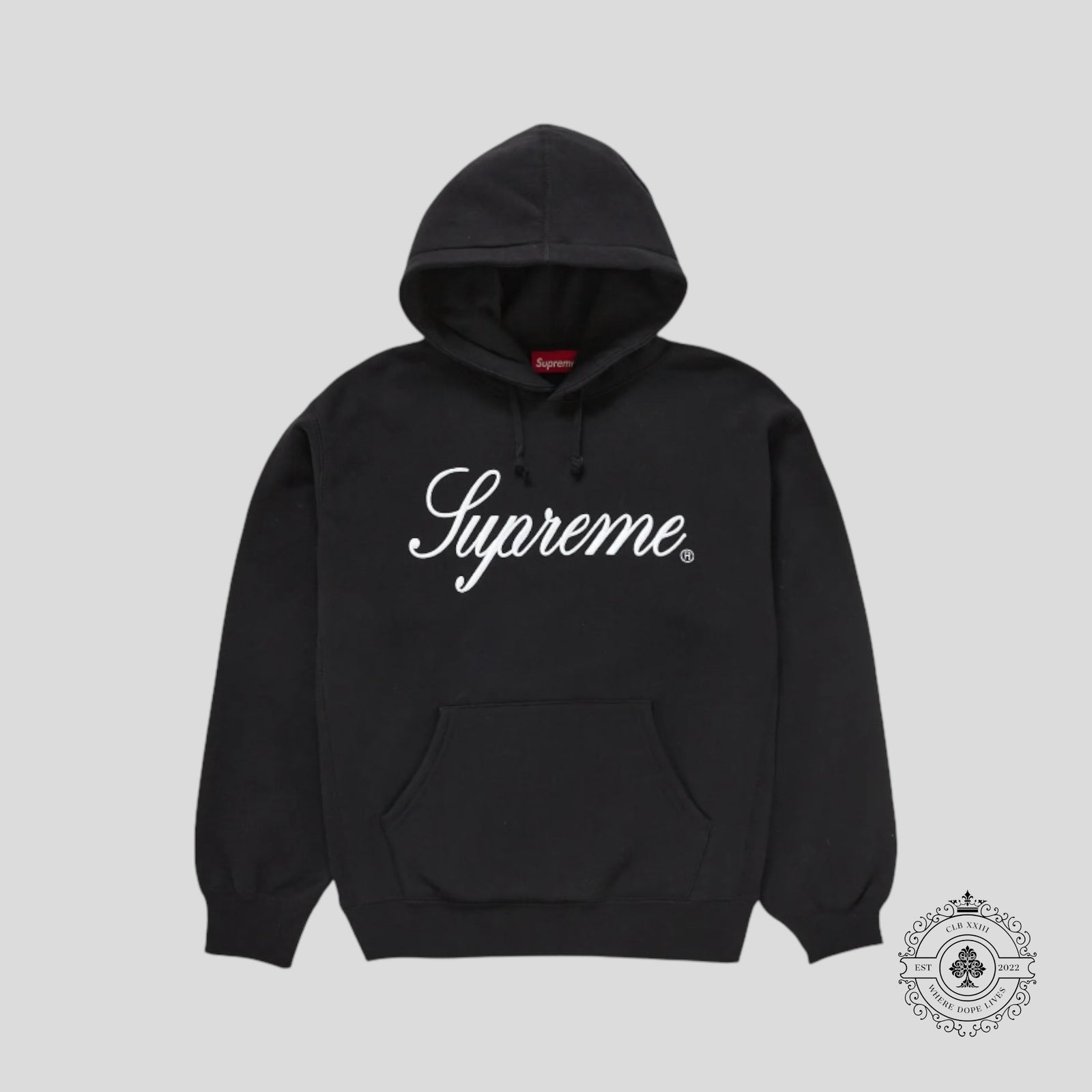 Supreme Embroidered Script Hooded Sweatshirt in Black