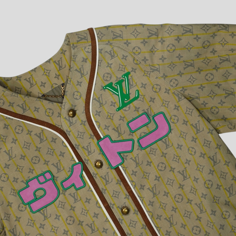 Louis Vuitton Leather Baseball Shirt in Tan