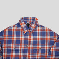 Chrome Heart Sleeve Logo Flannel Shirt in Blue/Red