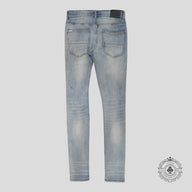 Serenede Distressed Fitted Denim Jeans in Light Wash