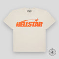 Hellstar Sport Logo Gel T-Shirt in Cream / Orange