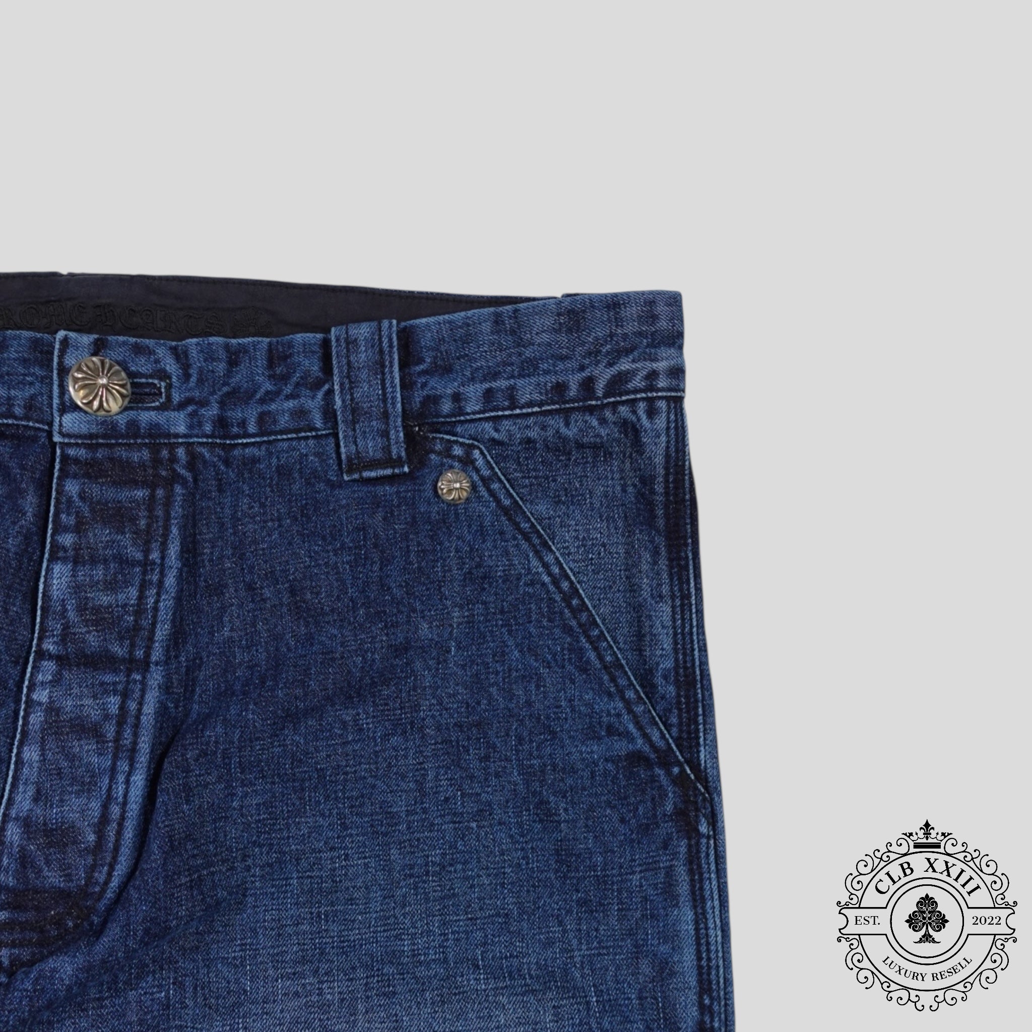 Chrome Hearts Double Turbo Diesel Carpenter Pants in Dark Wash