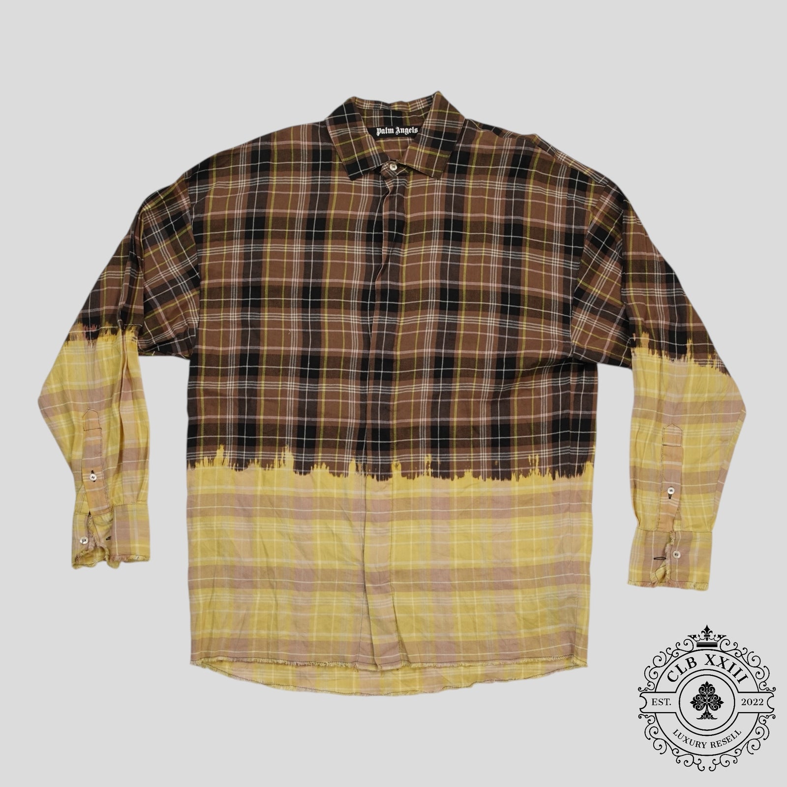 Palm Angles Bleached Plaid Button Up in Brown