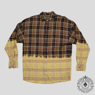 Palm Angles Bleached Plaid Button Up in Brown