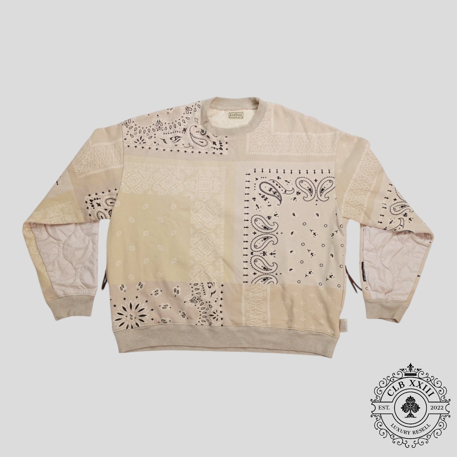Kapital Nylon Back Bandana Crewneck in White