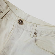 Chrome Hearts Leopard Cross Patch Jeans in White