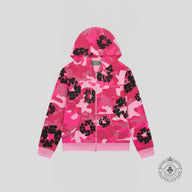 Denim Tears Camo Wreath Zip Up Hoodie in Pink Camo