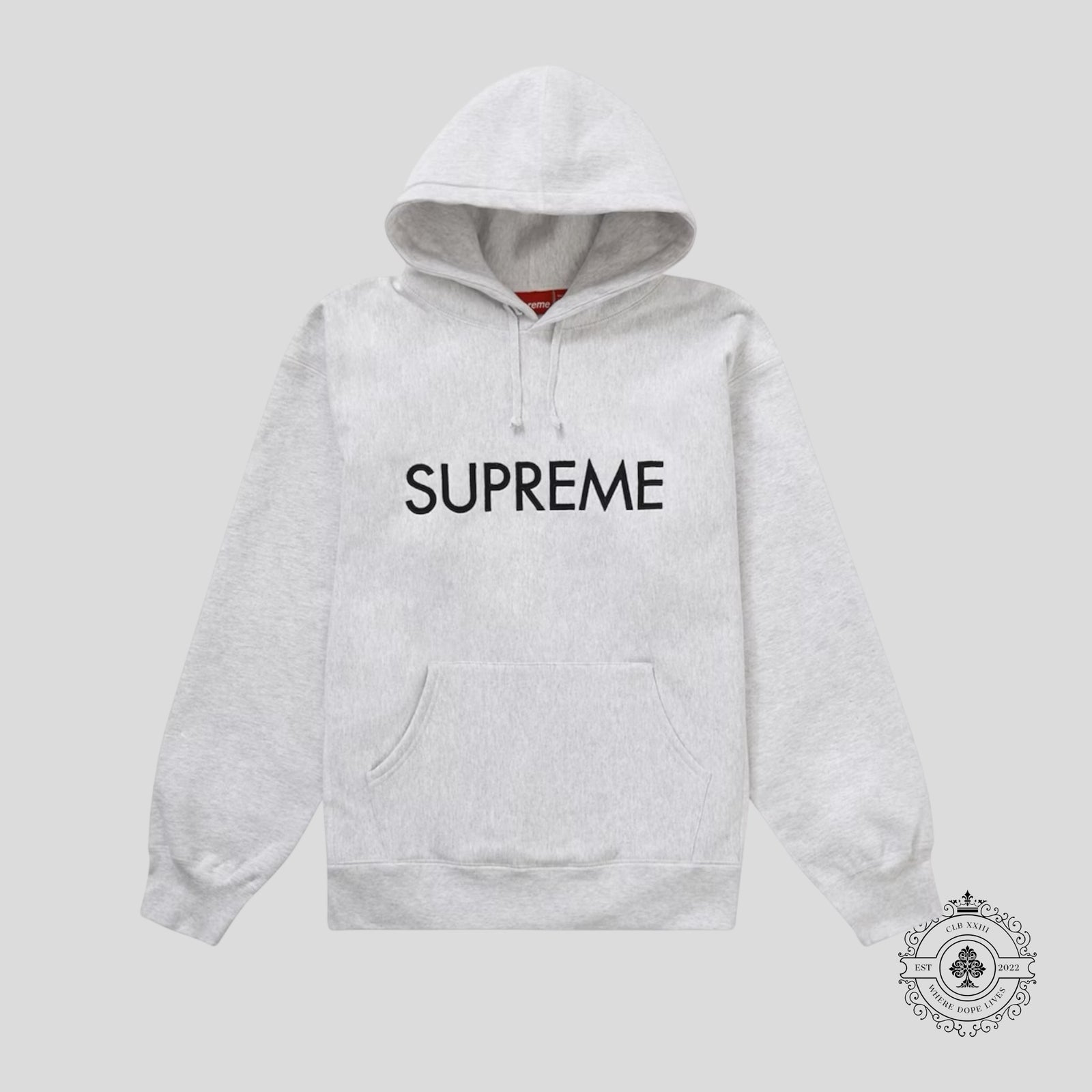 Supreme Capital Hooded Sweatshirt in Grey