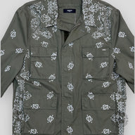 Amiri Bleached Bandana Overshirt in Olive Green