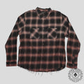 Amiri Distressed Plaid Button Up in Brown